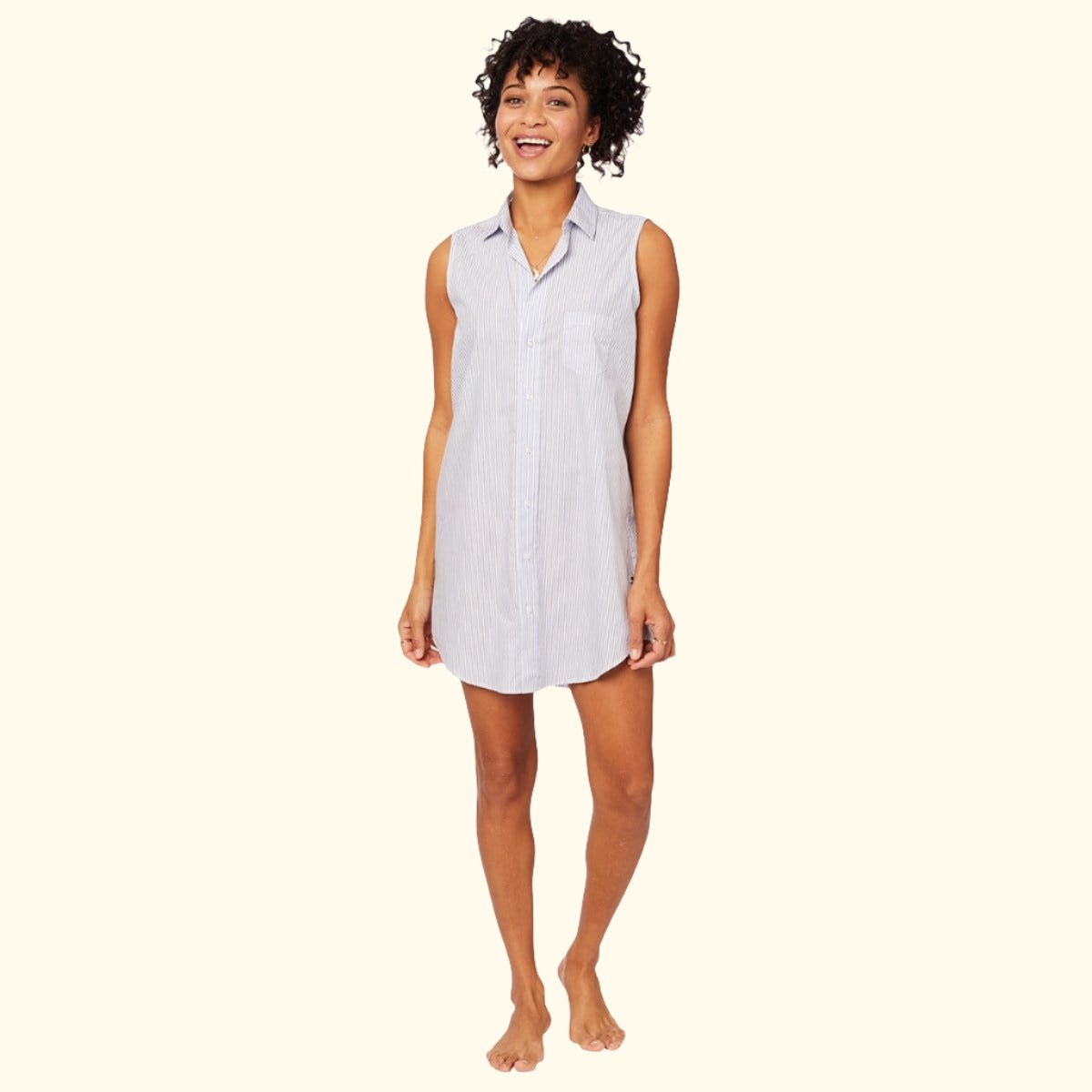 Simple Stripe Luxe Pima Sleeveless Night Shirt