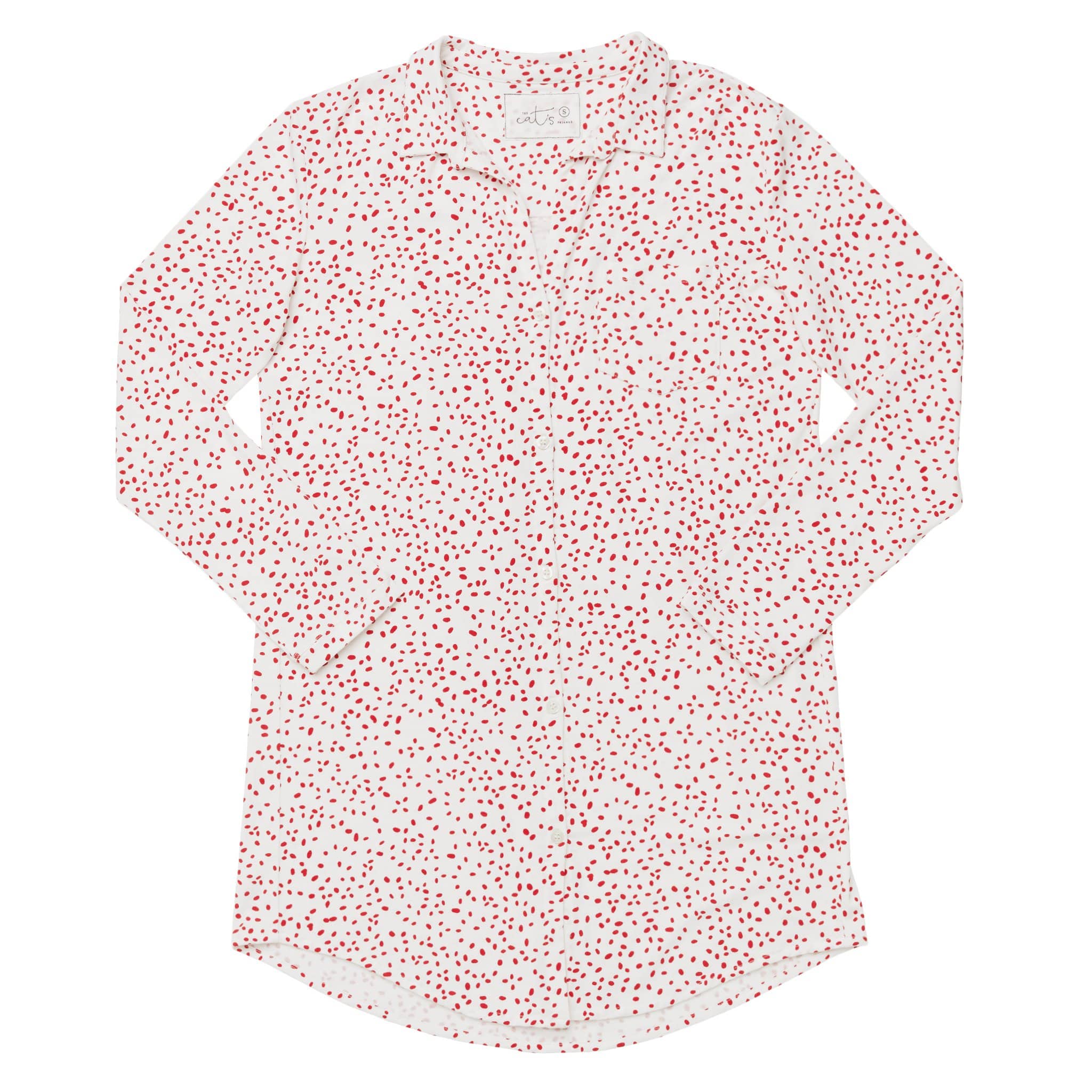 Confetti Dot Pima Knit Night Shirt - white/Red