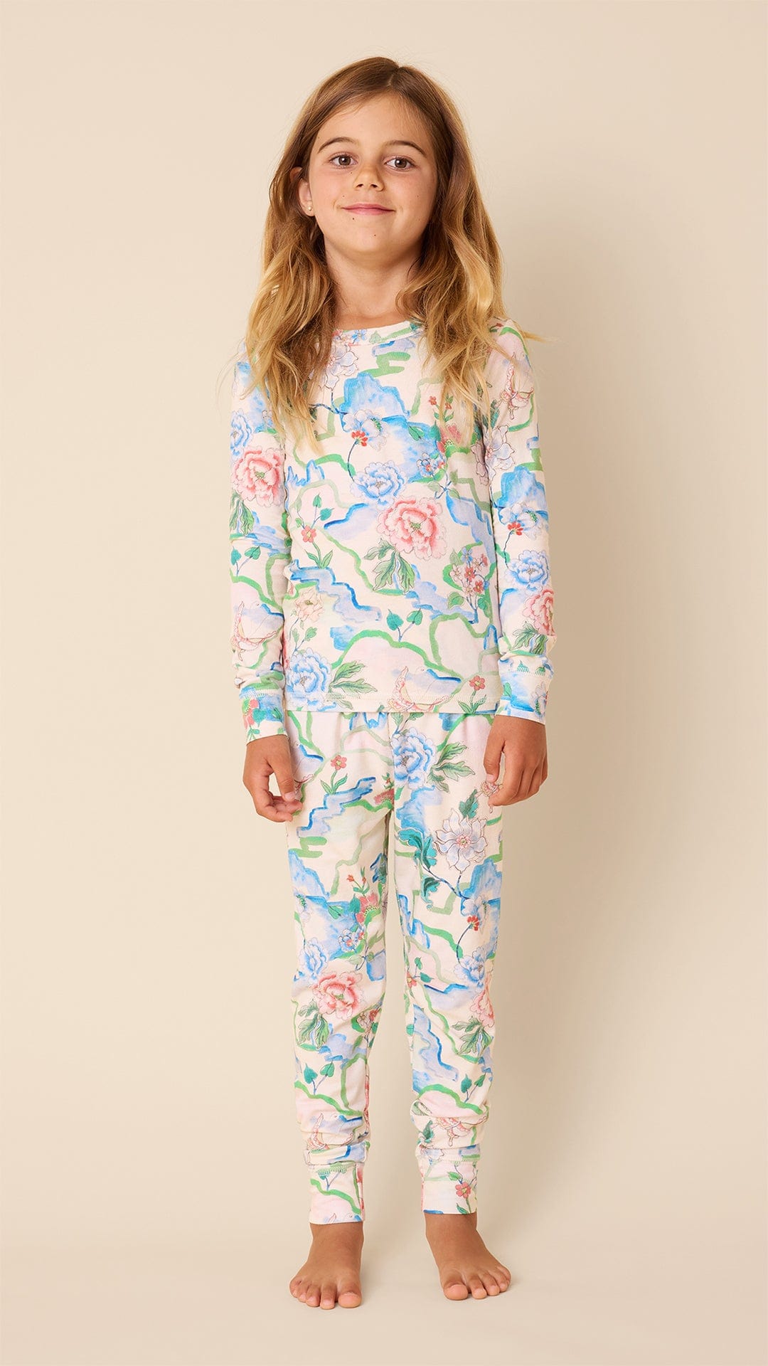 Butterfly Floral Pima Knit Kids Pajama