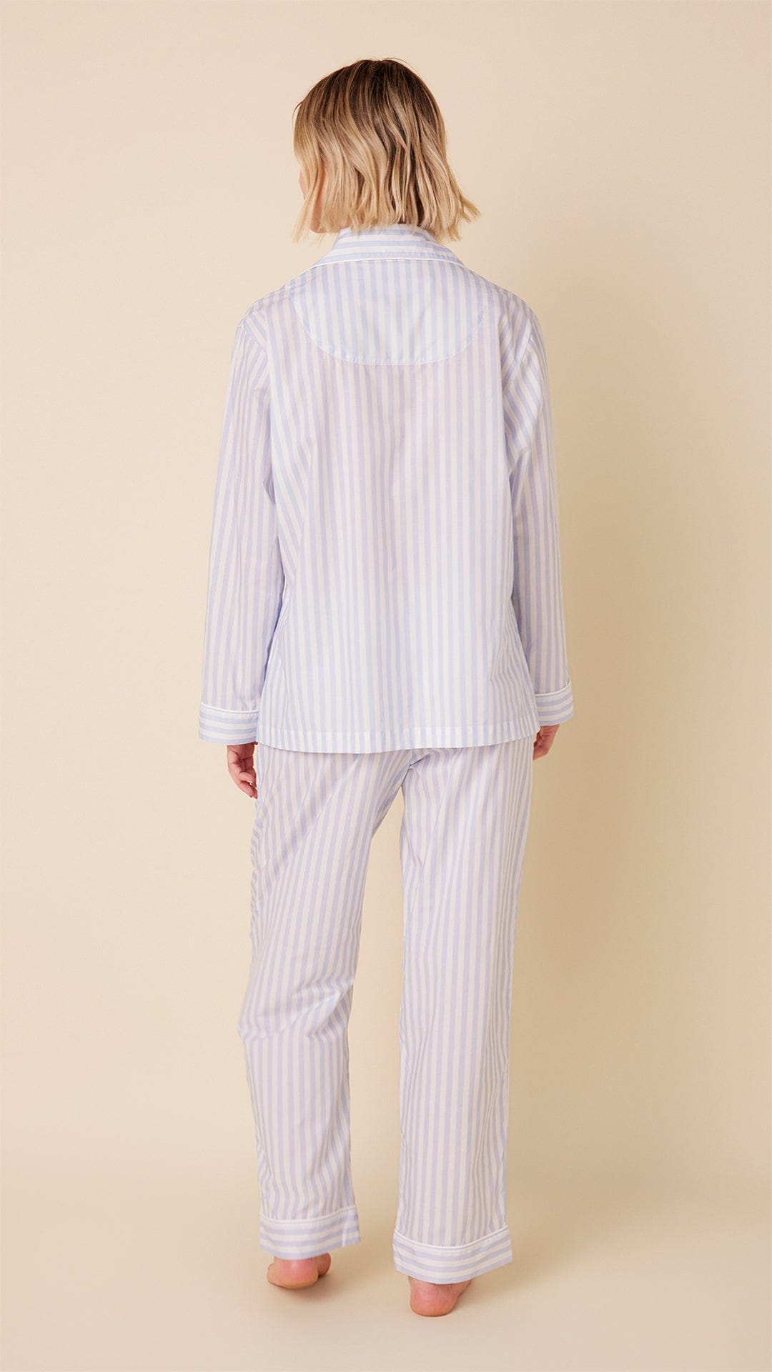 Classic Stripe Luxe Pima Long-Sleeved Pajama - Blue