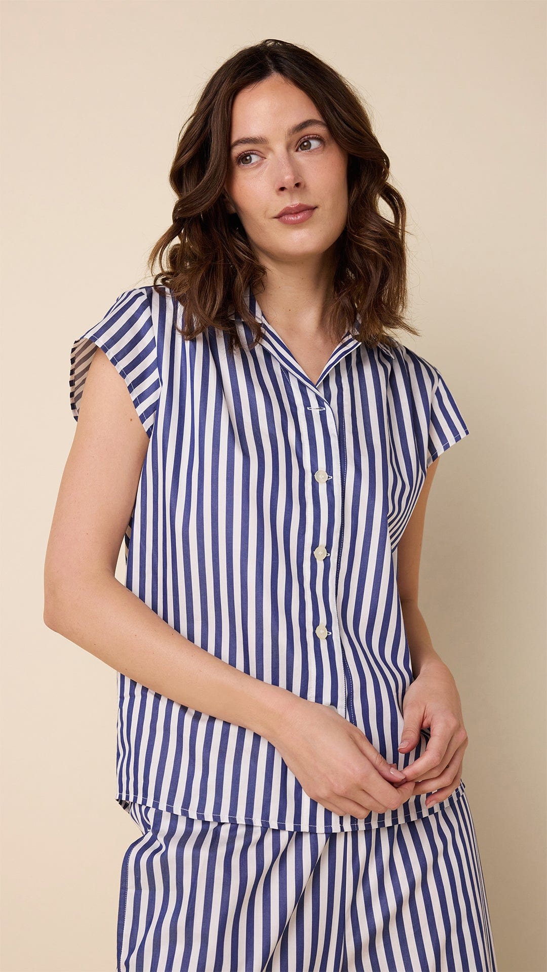Classic Stripe Luxe Pima Capri - Navy