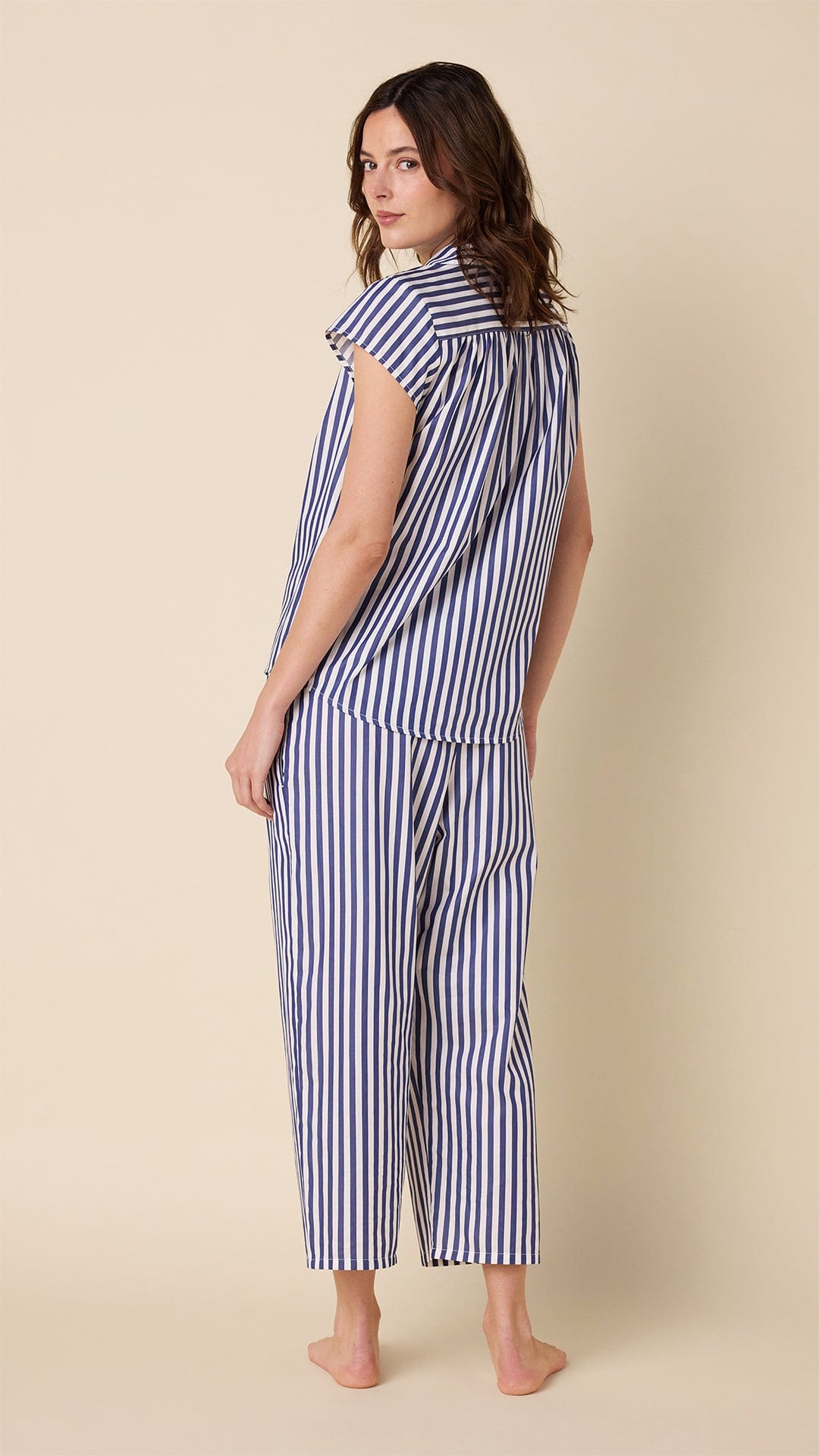 Classic Stripe Luxe Pima Capri - Navy