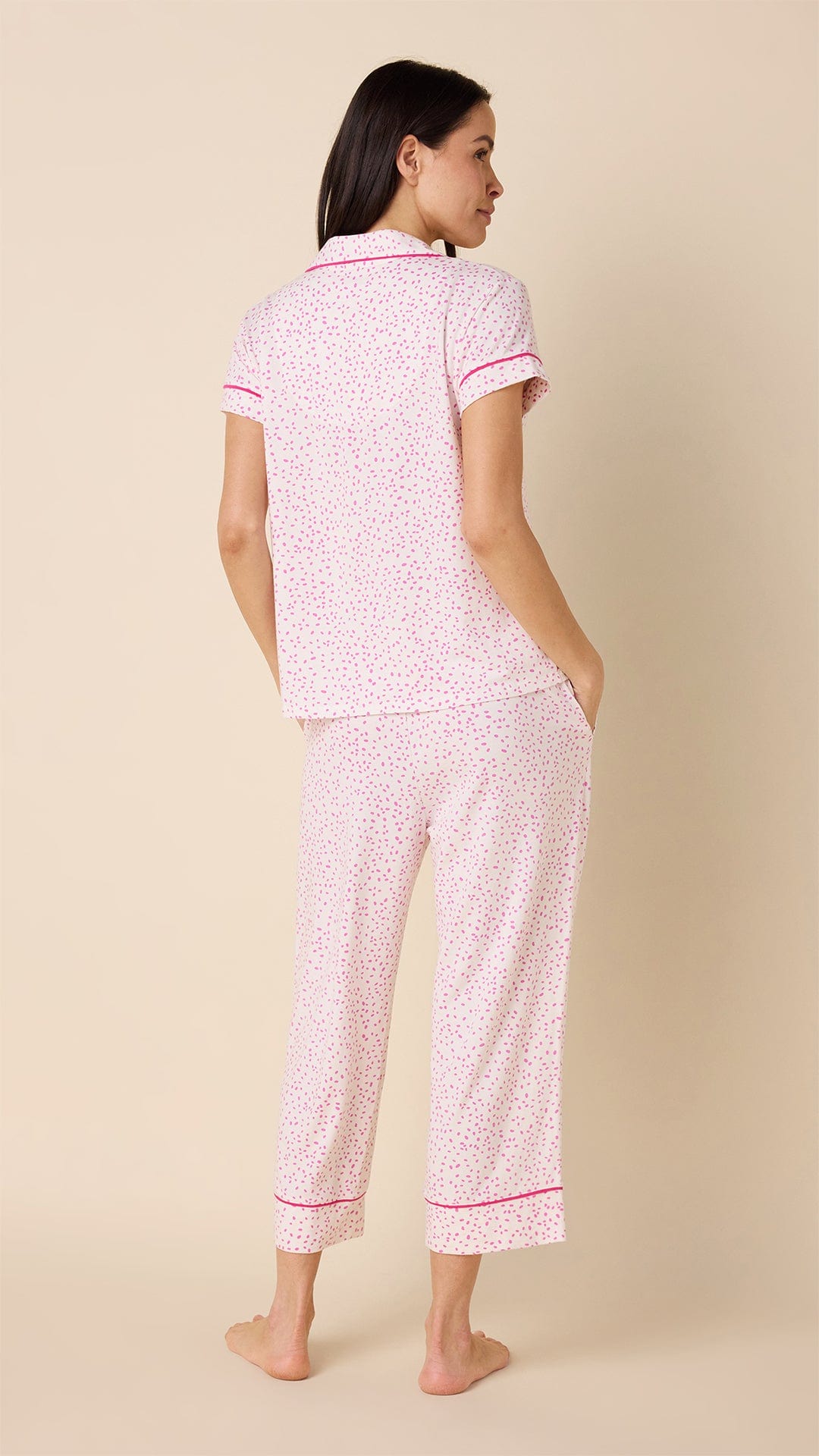 Confetti Dot Pima Knit Capri Set - Orchid