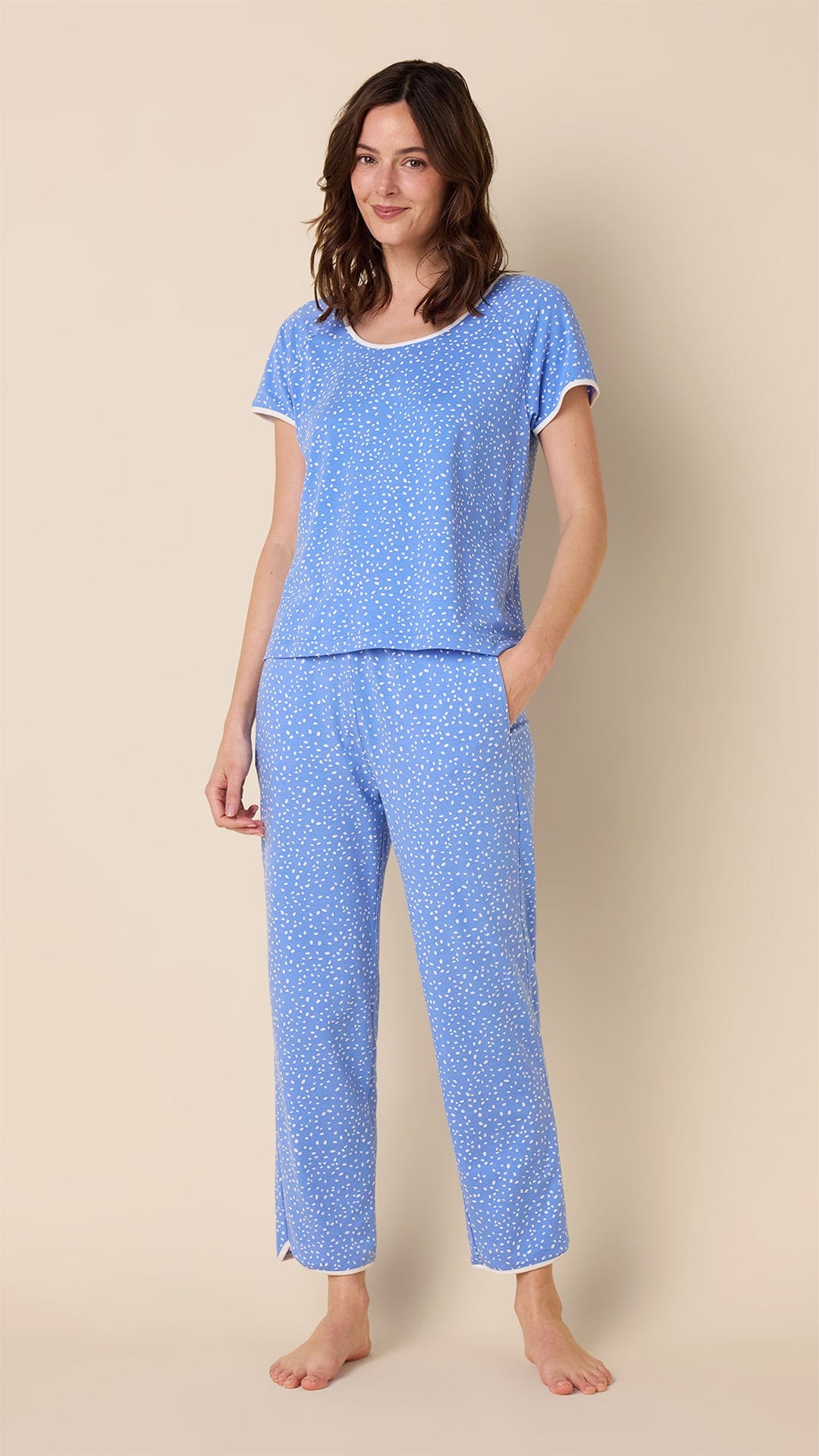Confetti Dot Pima Knit Short-Sleeved Simple Set - Provence