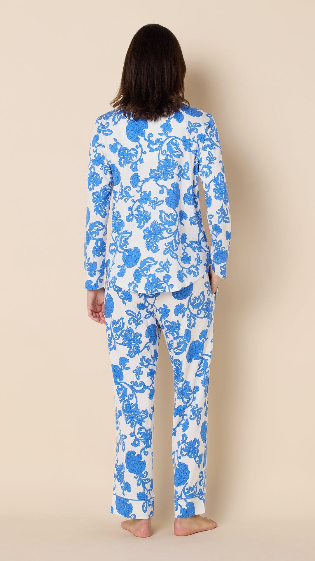 Chrysantheme Pima Knit Pajama - Blue