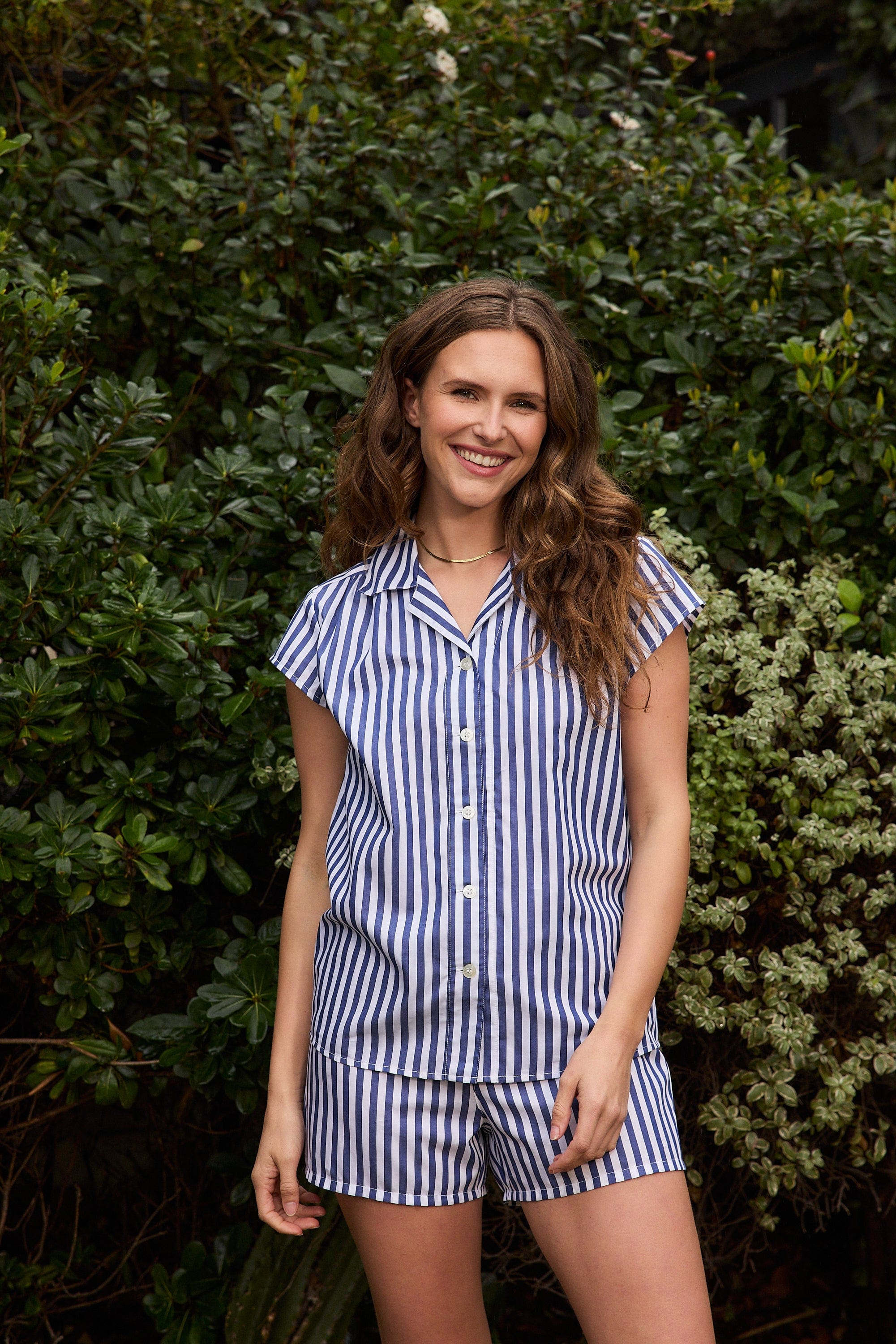 Classic Stripe Luxe Pima Short Set - Navy