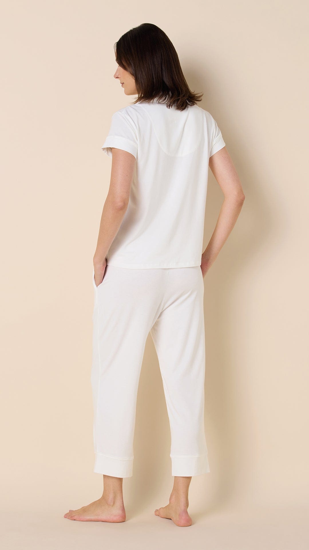 Classic Pima Knit Capri - White/White