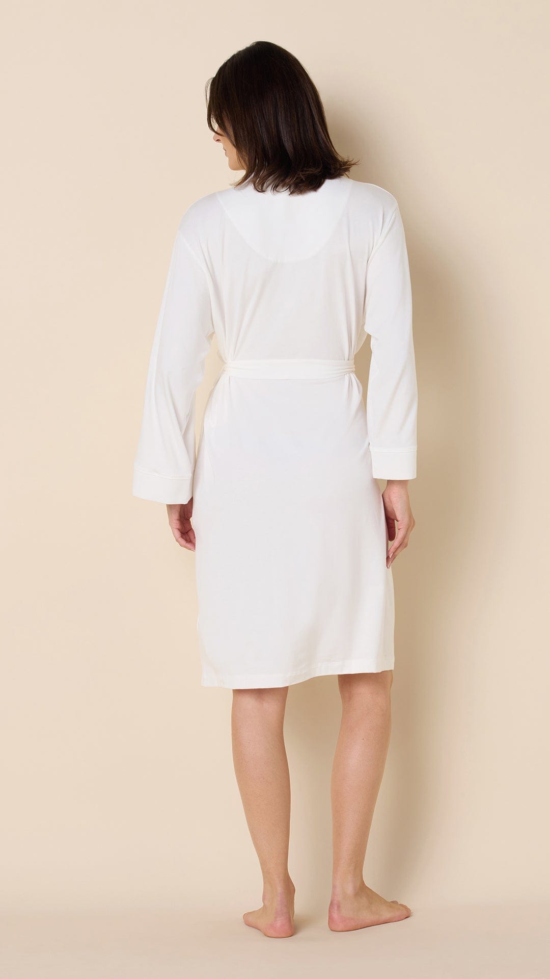 Classic Pima Knit Robe - White/White