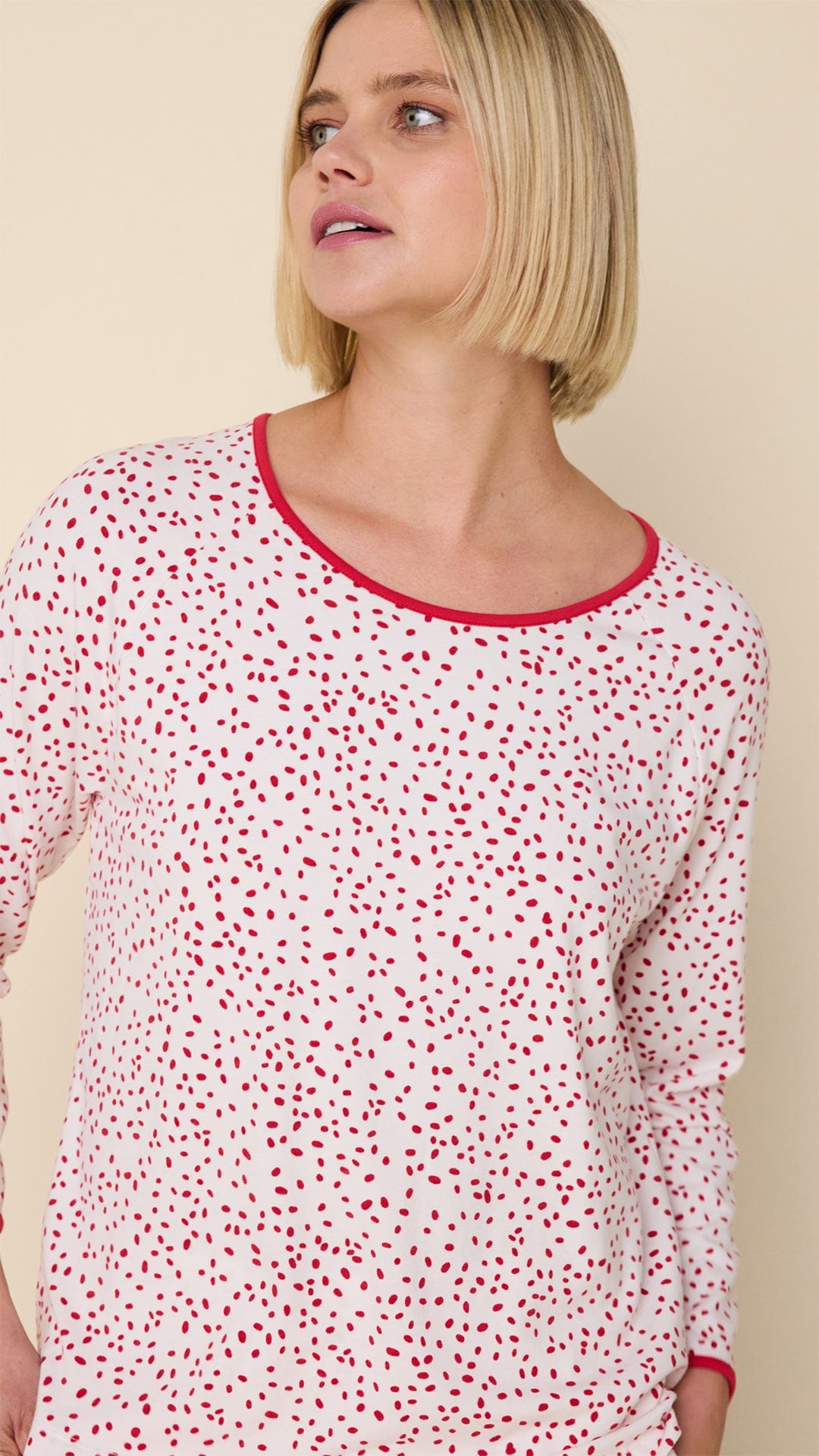 Confetti Dot Pima Knit Simple Set - White/Red