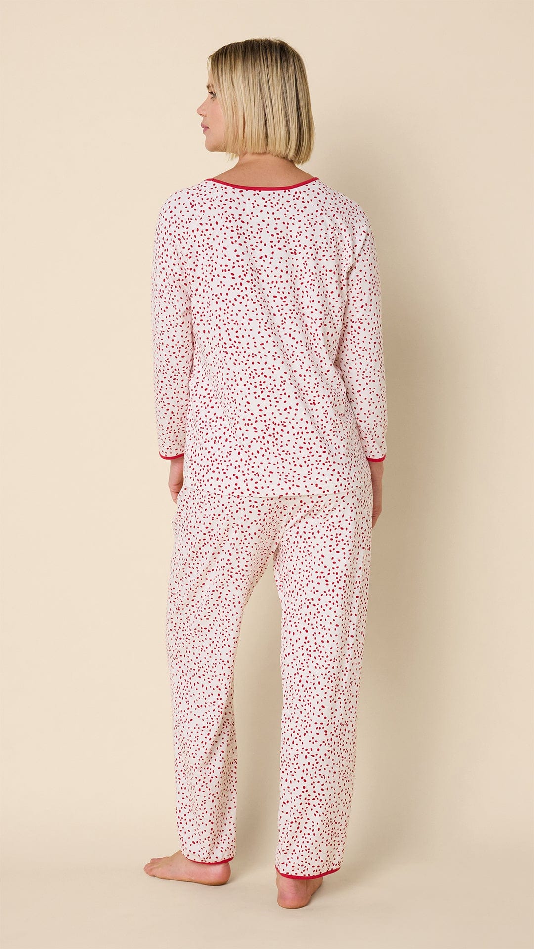 Confetti Dot Pima Knit Simple Set - White/Red