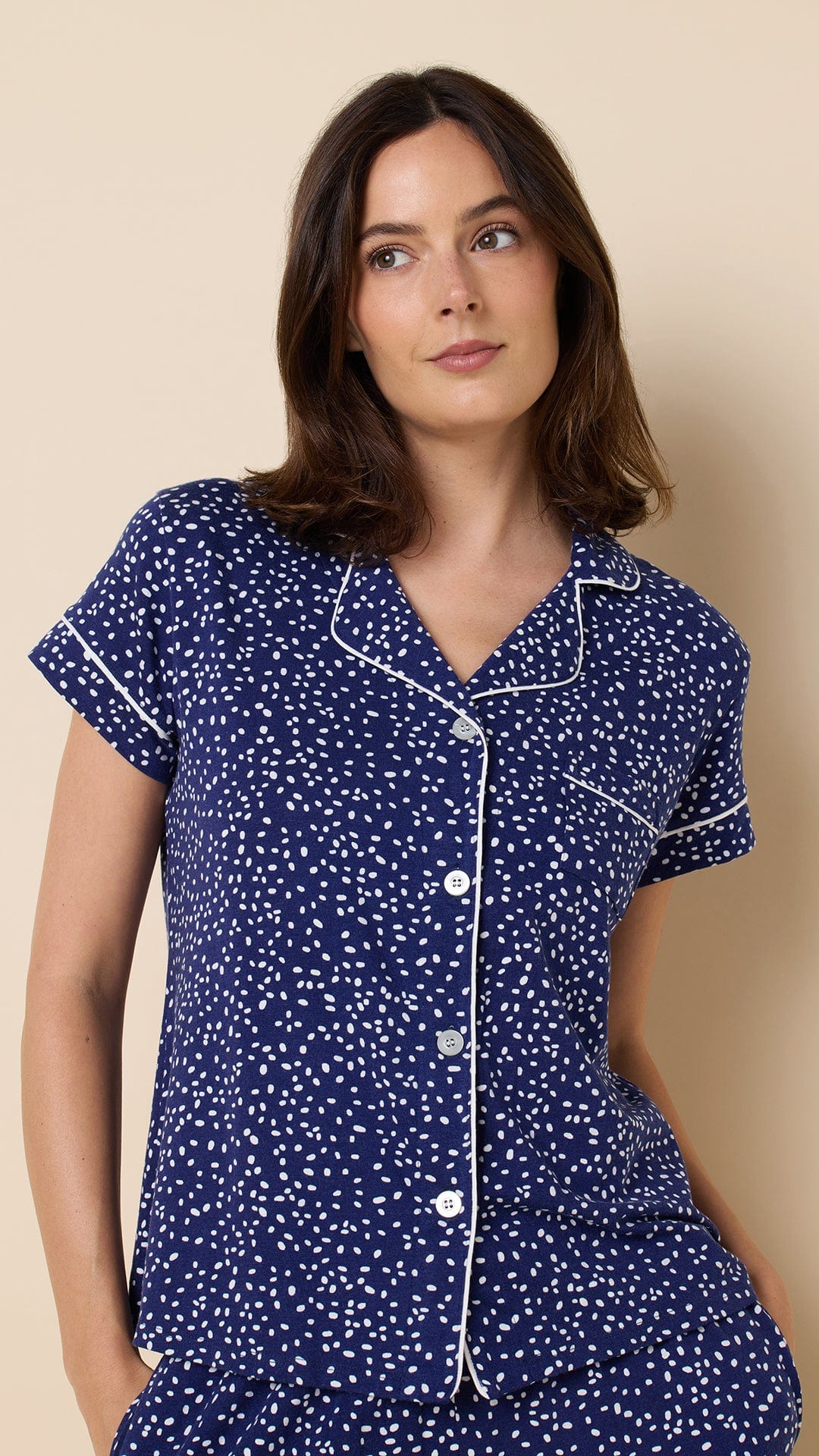 Confetti Dot Pima Knit Capri - Navy
