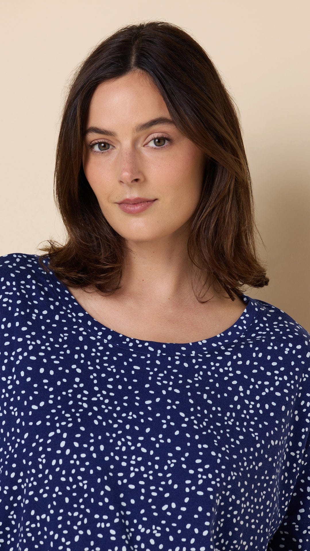 Confetti Dot Pima Knit Pullover Set - Navy