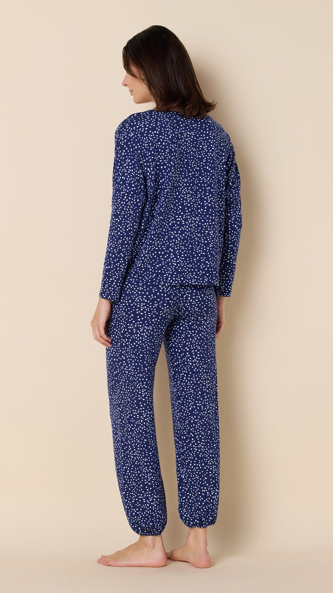 Confetti Dot Pima Knit Pullover Set - Navy