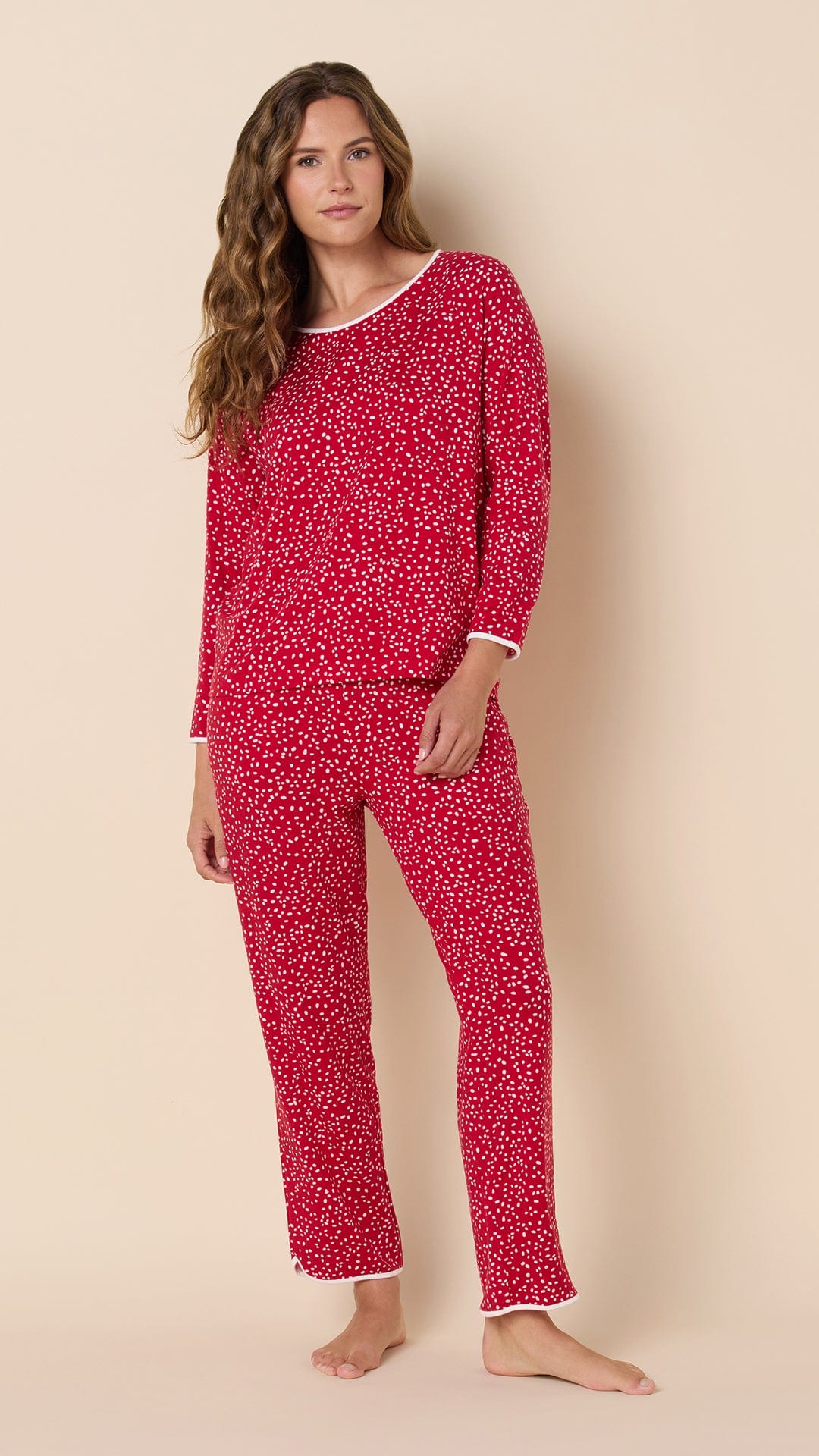 Confetti Dot Pima Knit Simple Set - Red
