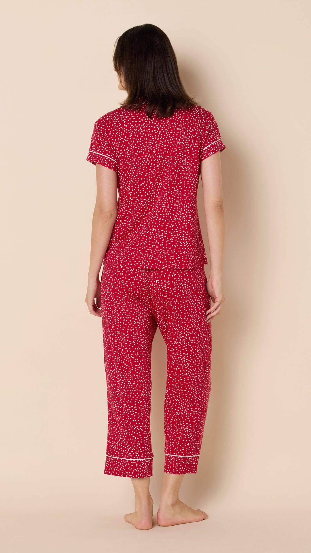 Confetti Dot Pima Knit Capri - Red