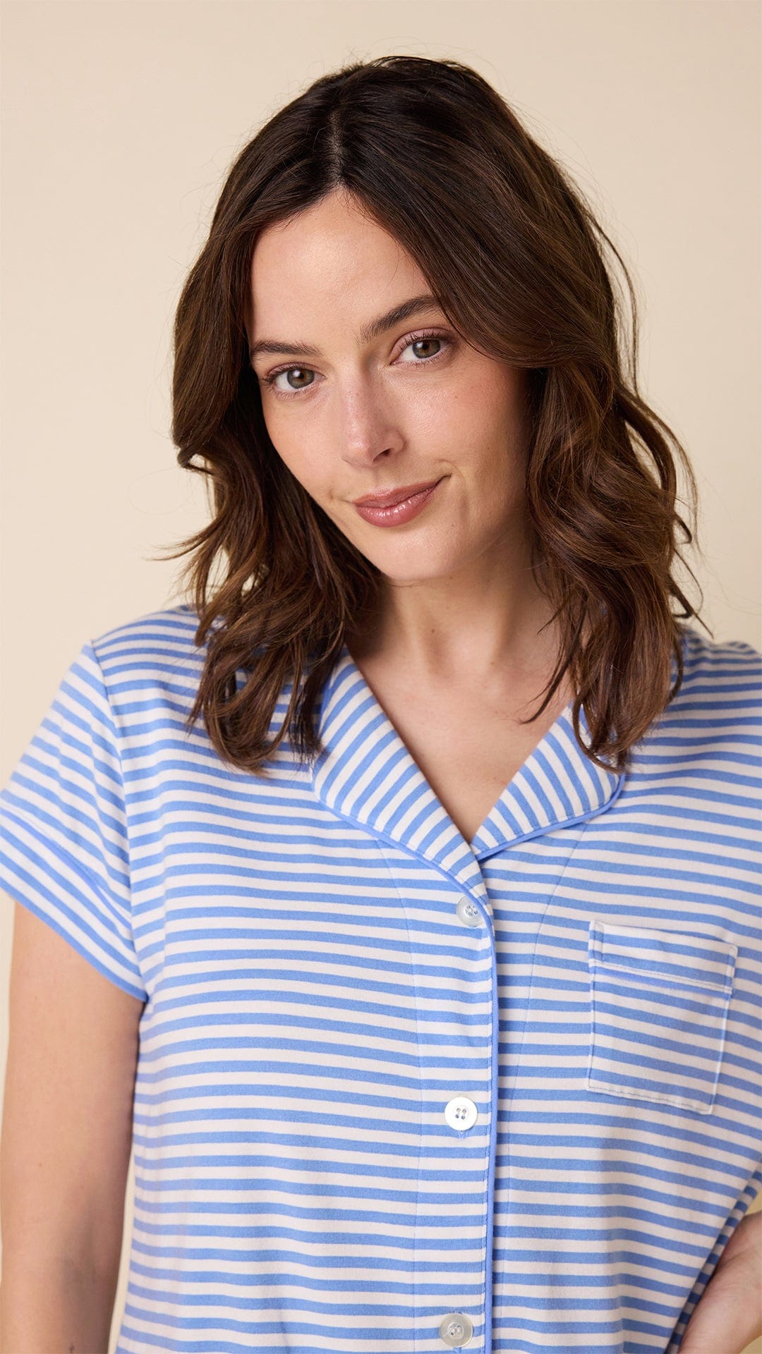Essential Stripe Pima Knit Capri Set - Provence