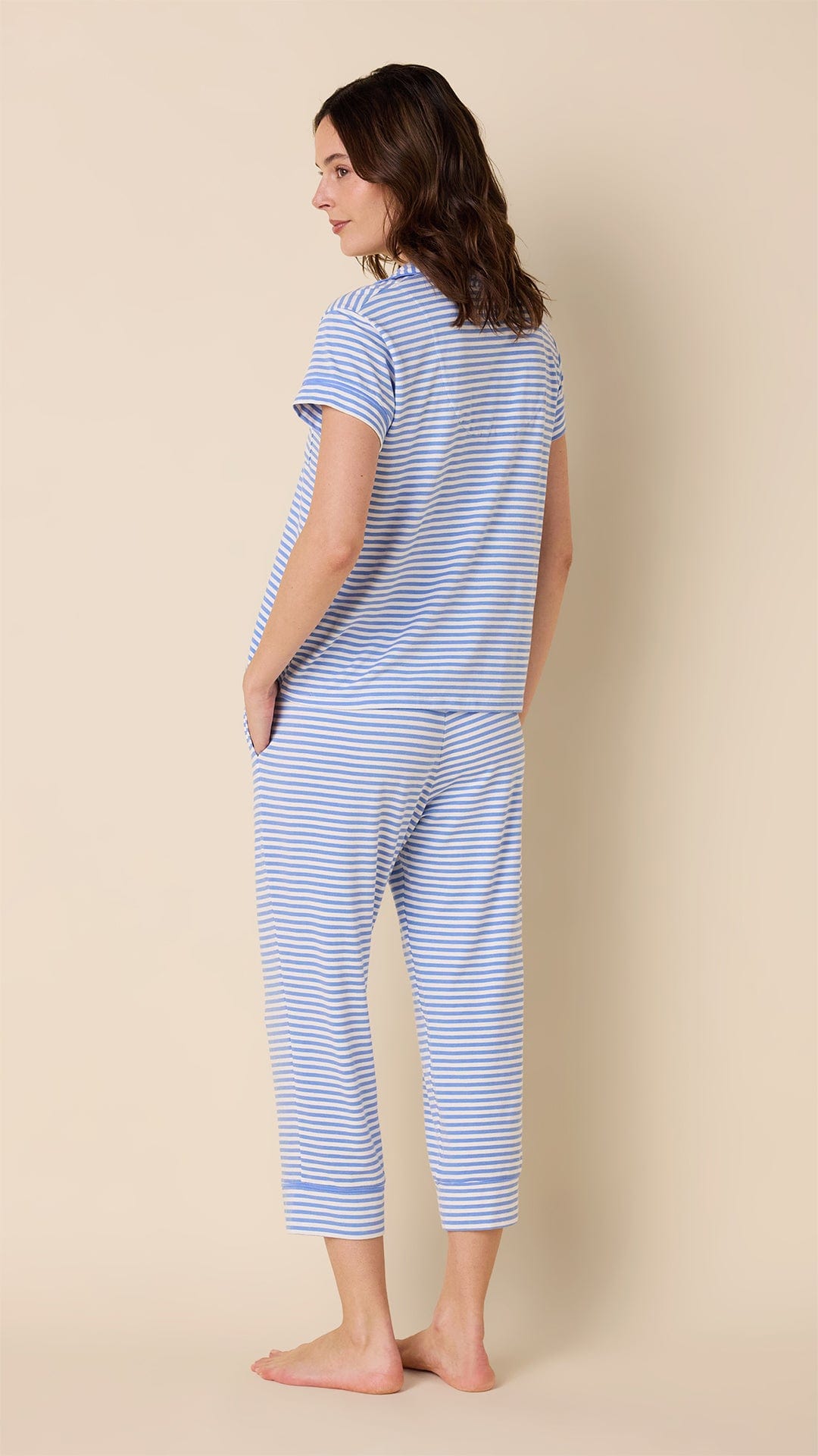 Essential Stripe Pima Knit Capri Set - Provence