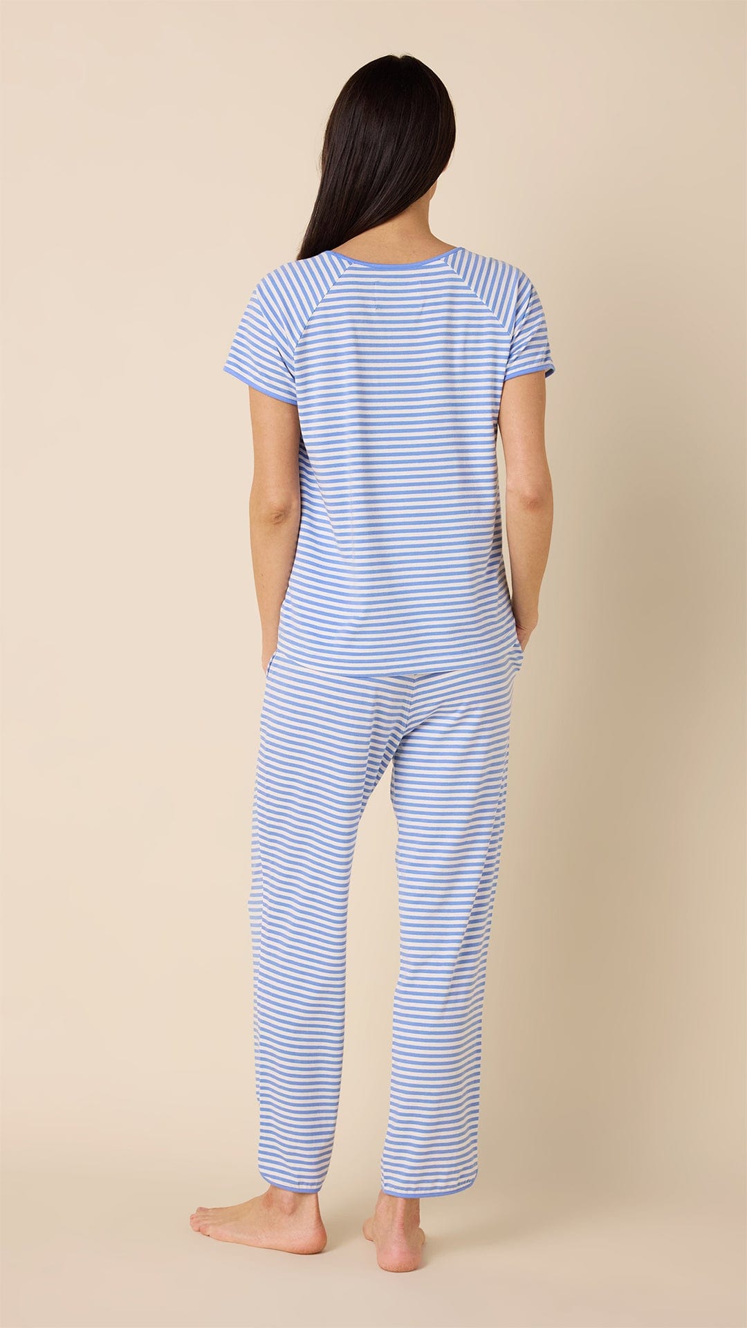 Essential Stripe Pima Knit Short-Sleeved Simple Set - Provence