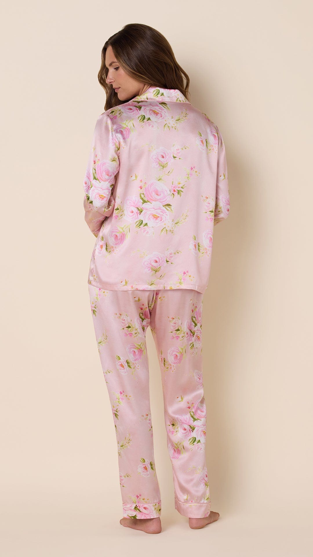 Eden Rose Silk Pajama - Pink