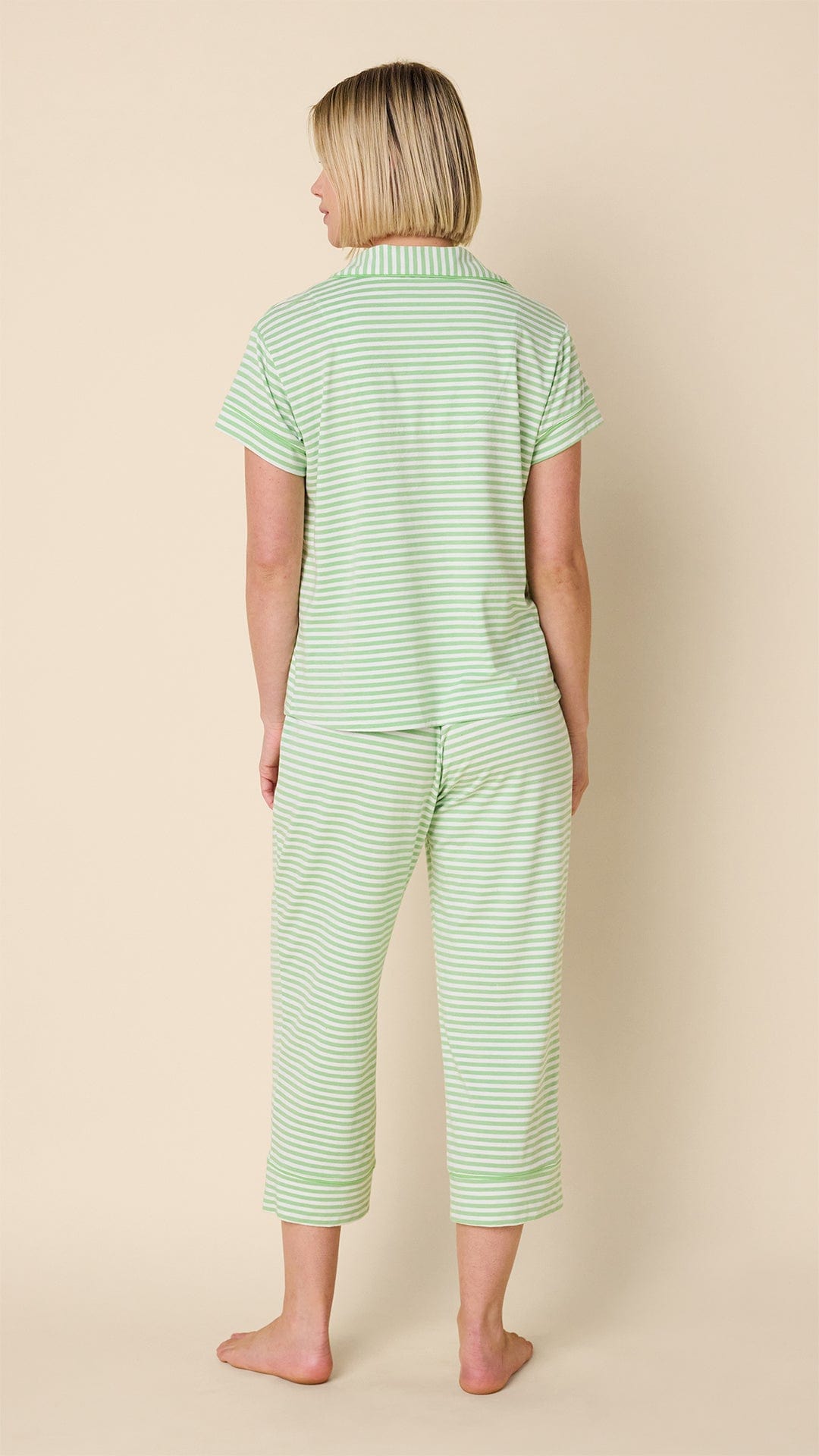 Essential Stripe Pima Knit Capri Set - Pistachio