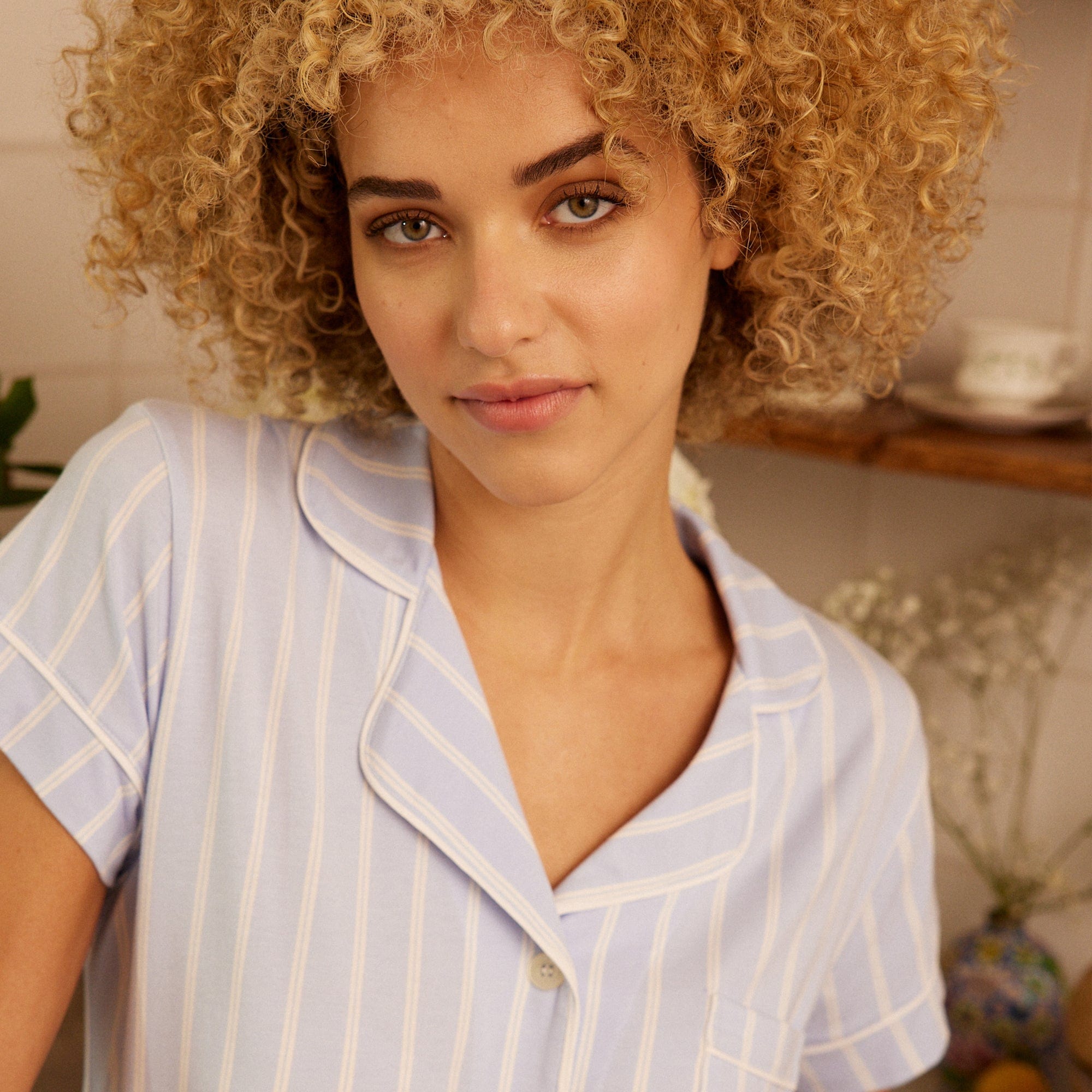 Heritage Stripe Pima Knit Capri Set -  Blue