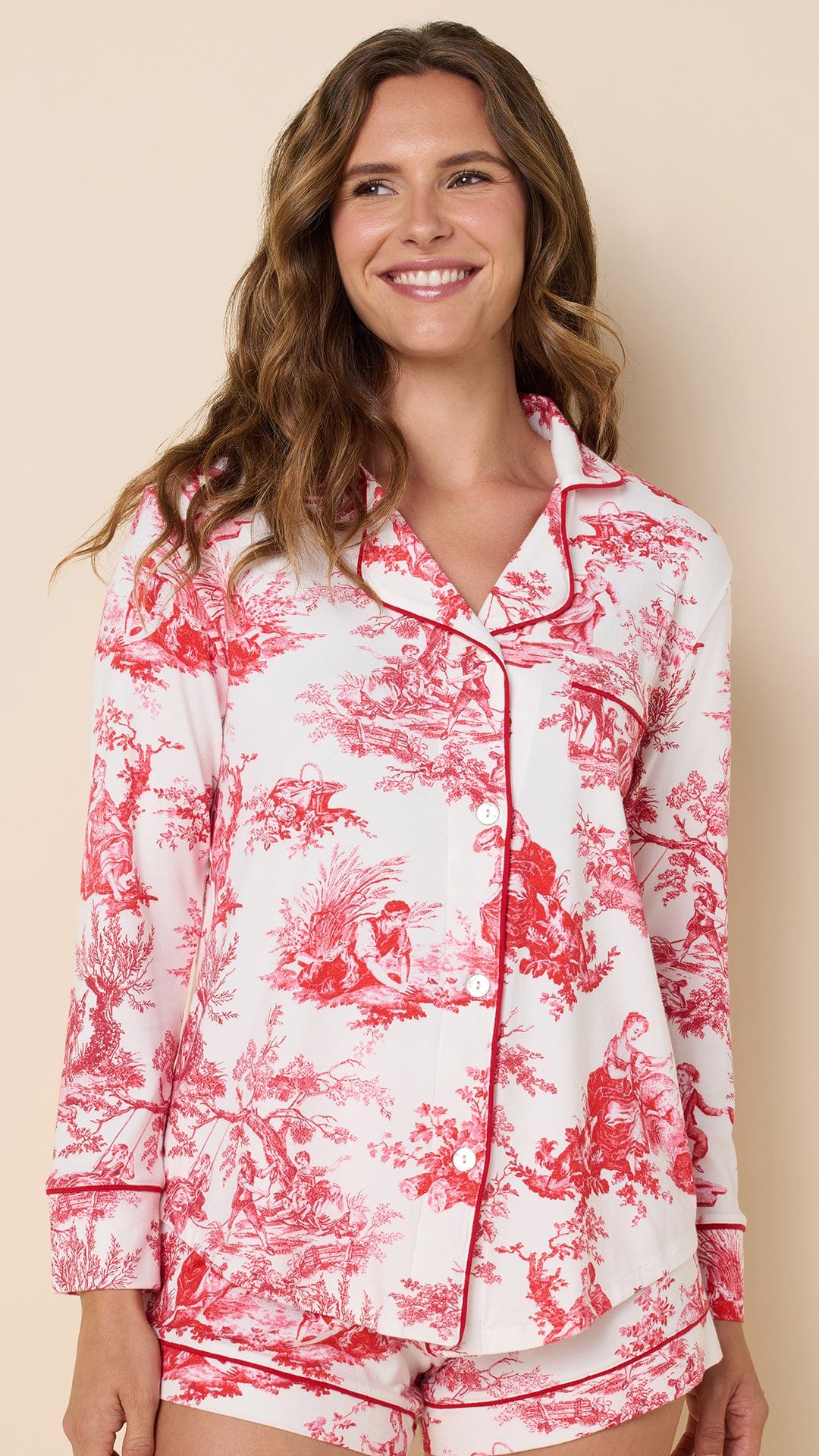 Idle Hours Pima Knit Long-Sleeved Short Set