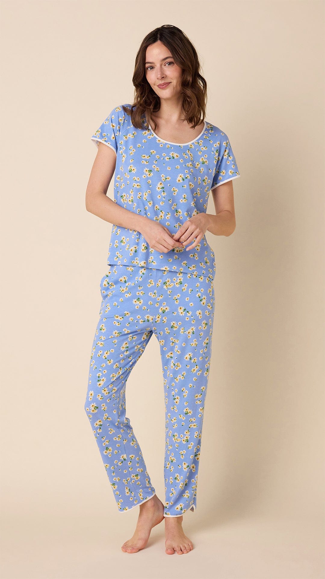 Marguerite Pima Knit Short-Sleeved Simple Set