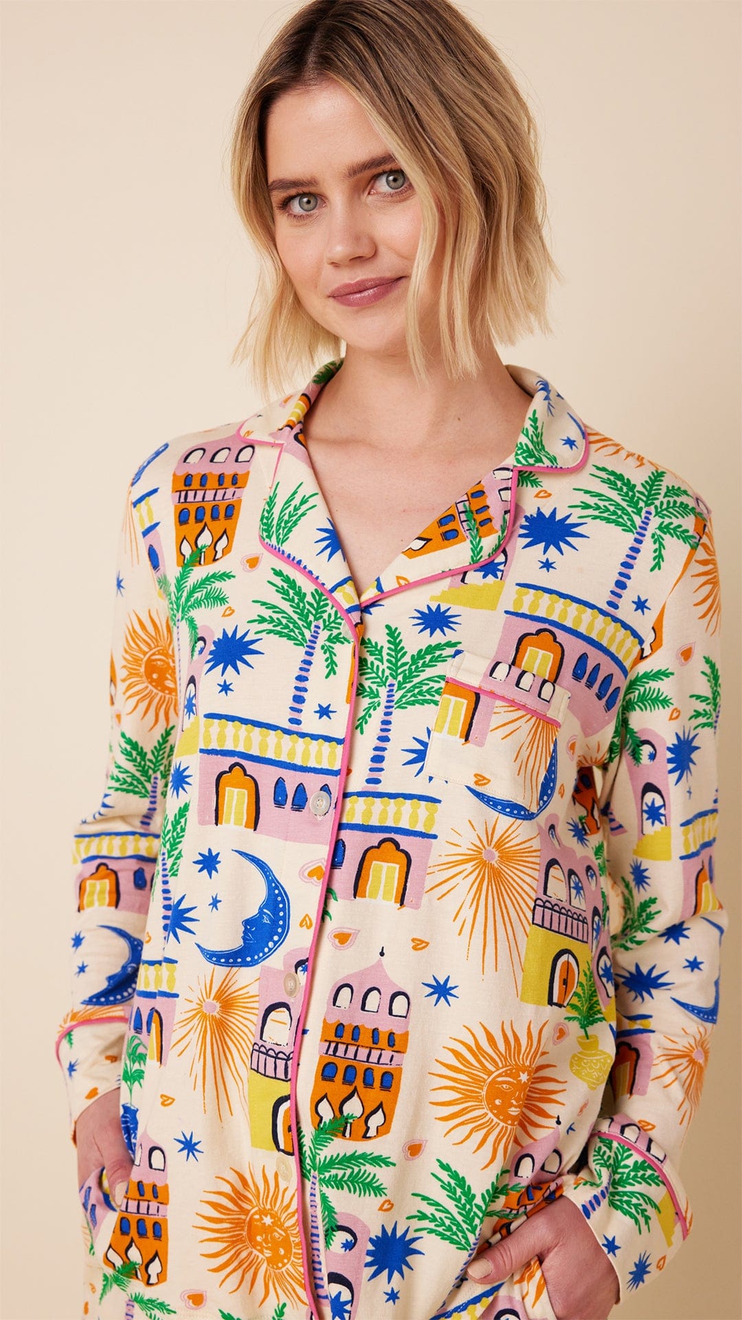 Moroccan Magic Pima Knit Long-Sleeved Pajama