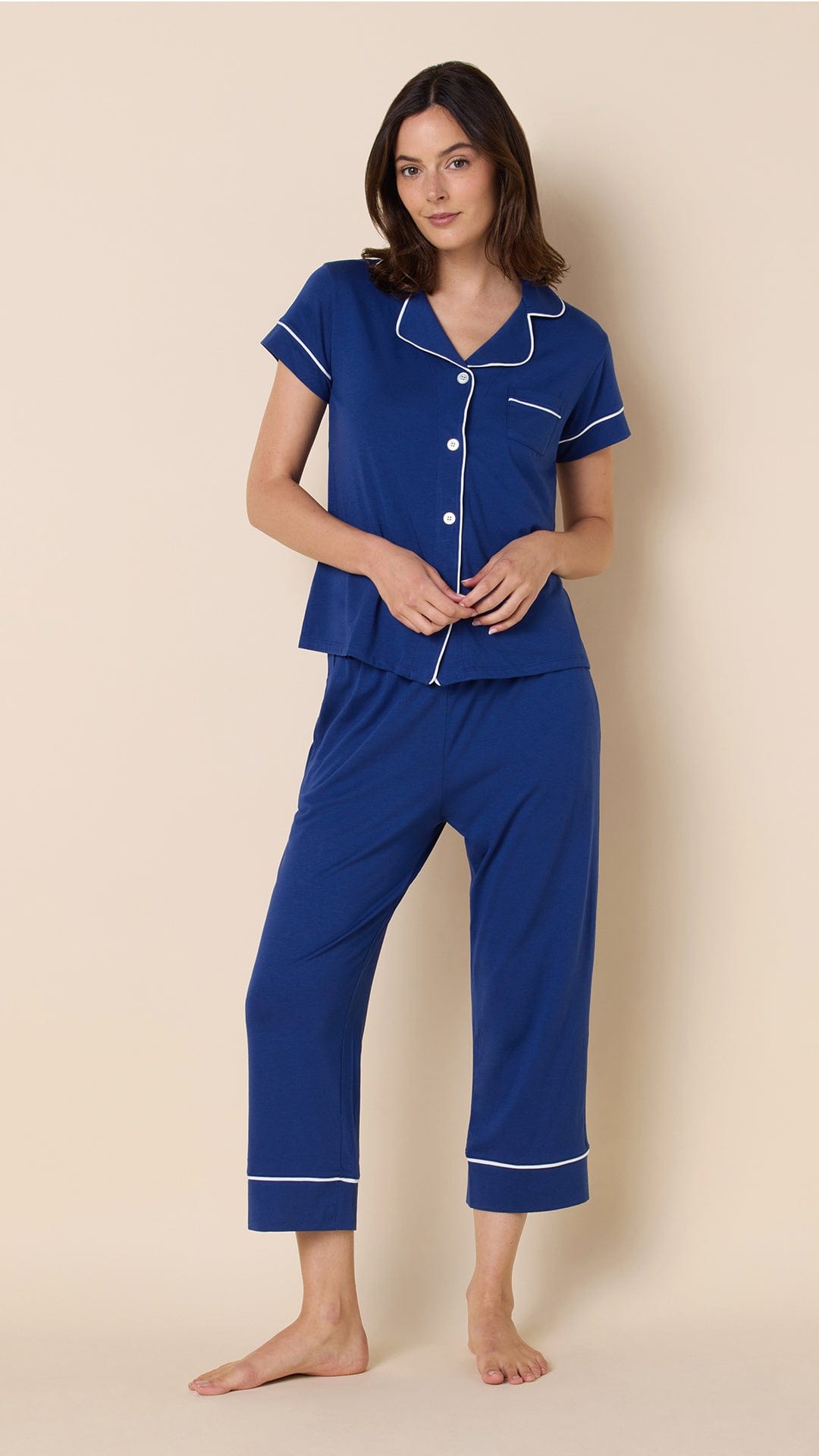 Classic Pima Knit Capri - Marine Blue