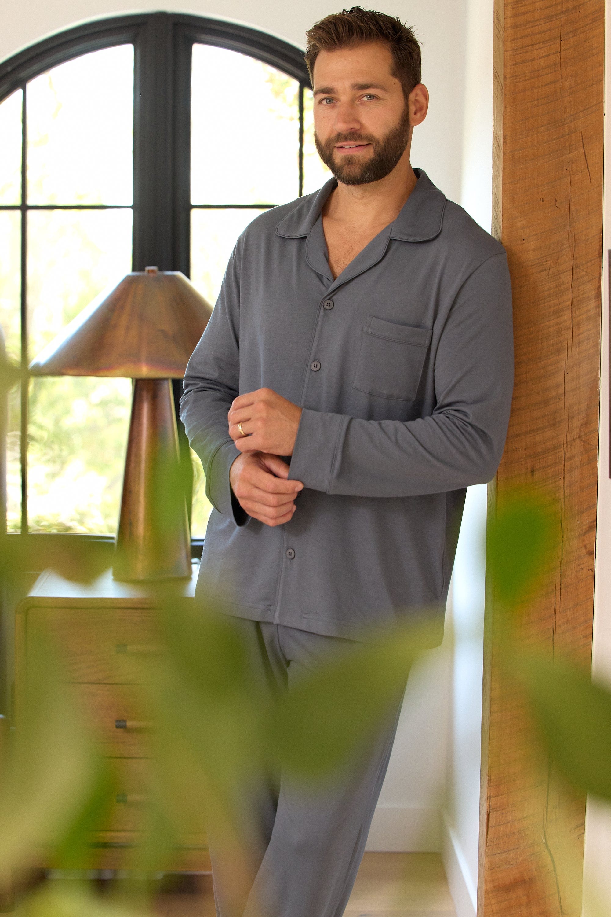 Classic Men's Pima Knit Pajama Set - Steel