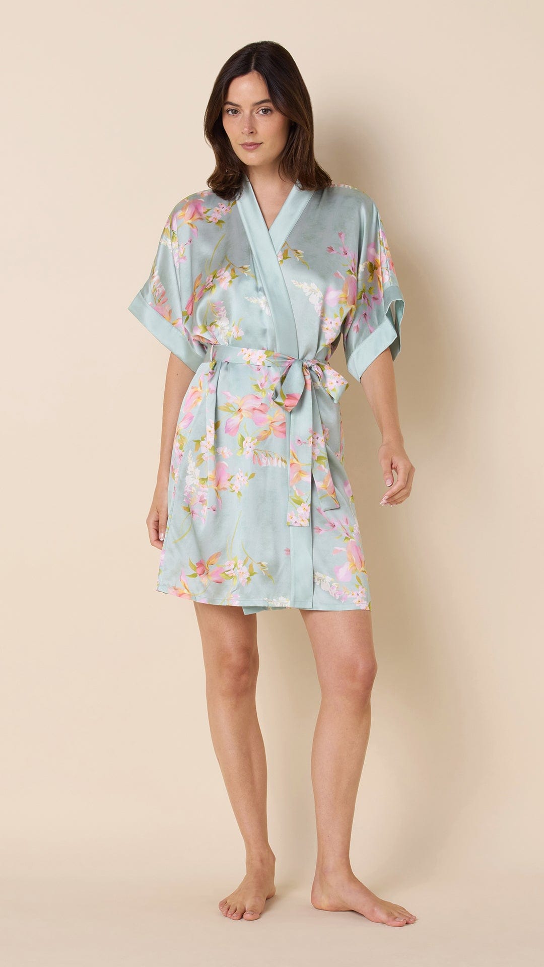Moonlit Garden Silk Kimono Robe