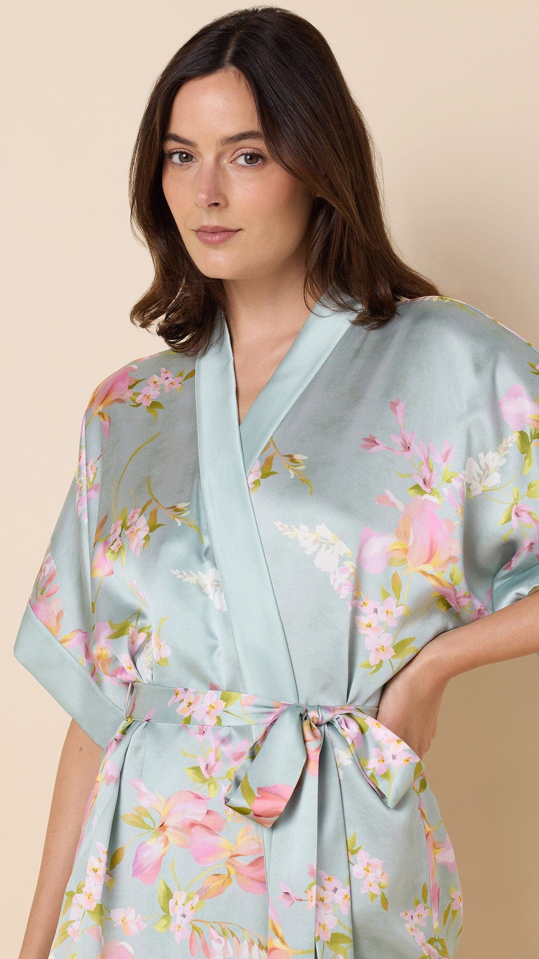 Moonlit Garden Silk Kimono Robe