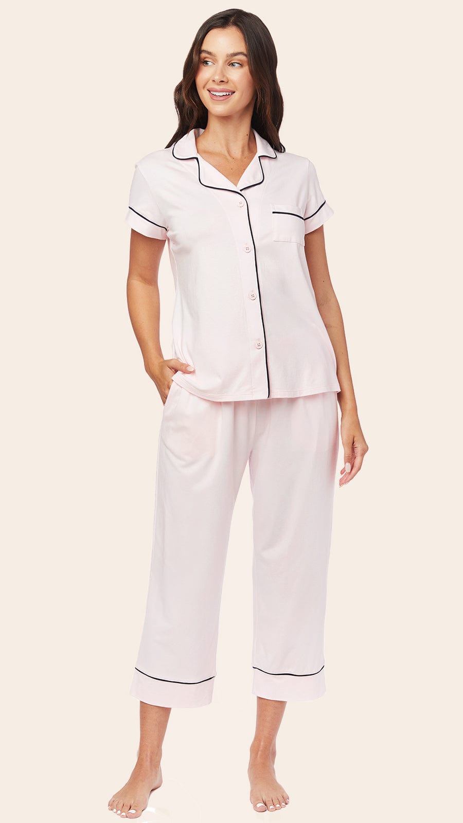 Classic Pima Knit Capri - Powder Pink