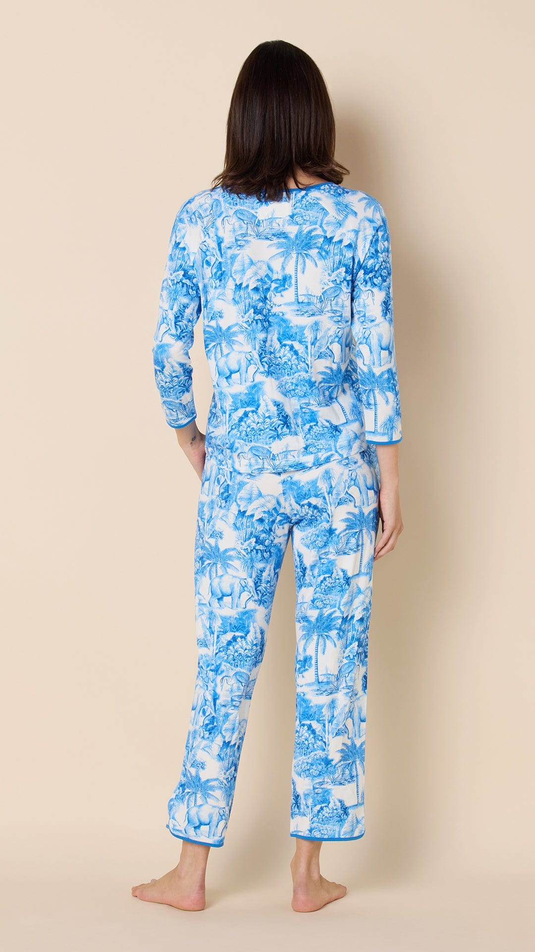 Palm Grove Toile Pima Knit Simple Set - Blue