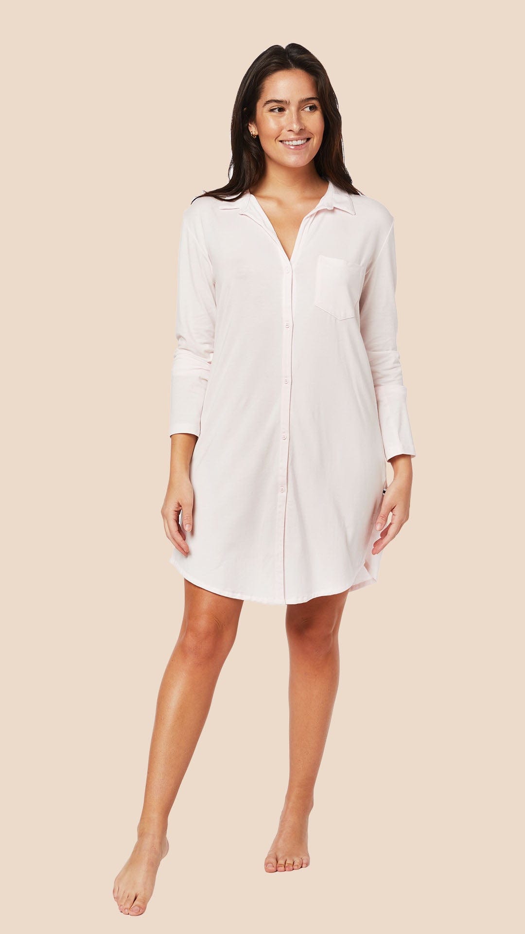 Classic Pima Knit Night Shirt - Powder Pink