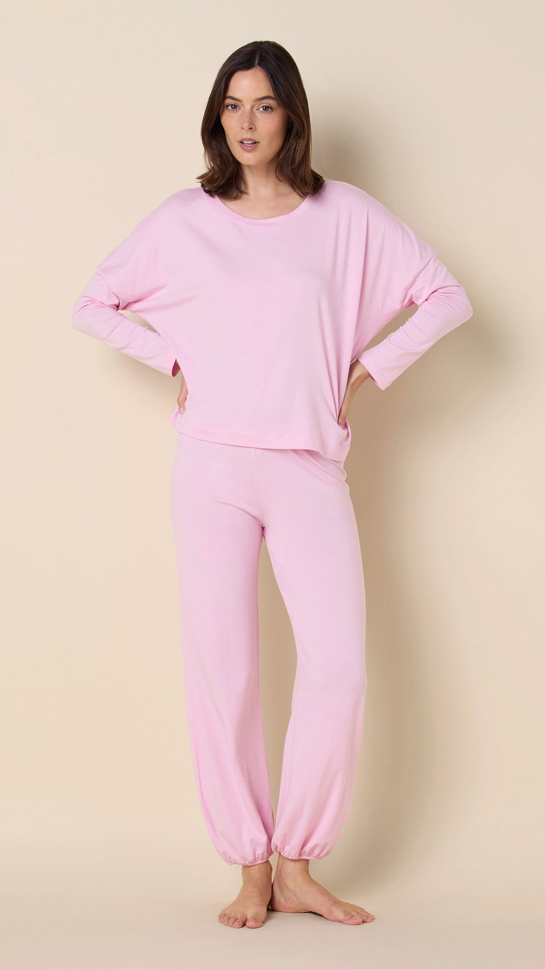 Classic Pima Knit Pullover Set - Pink Moment