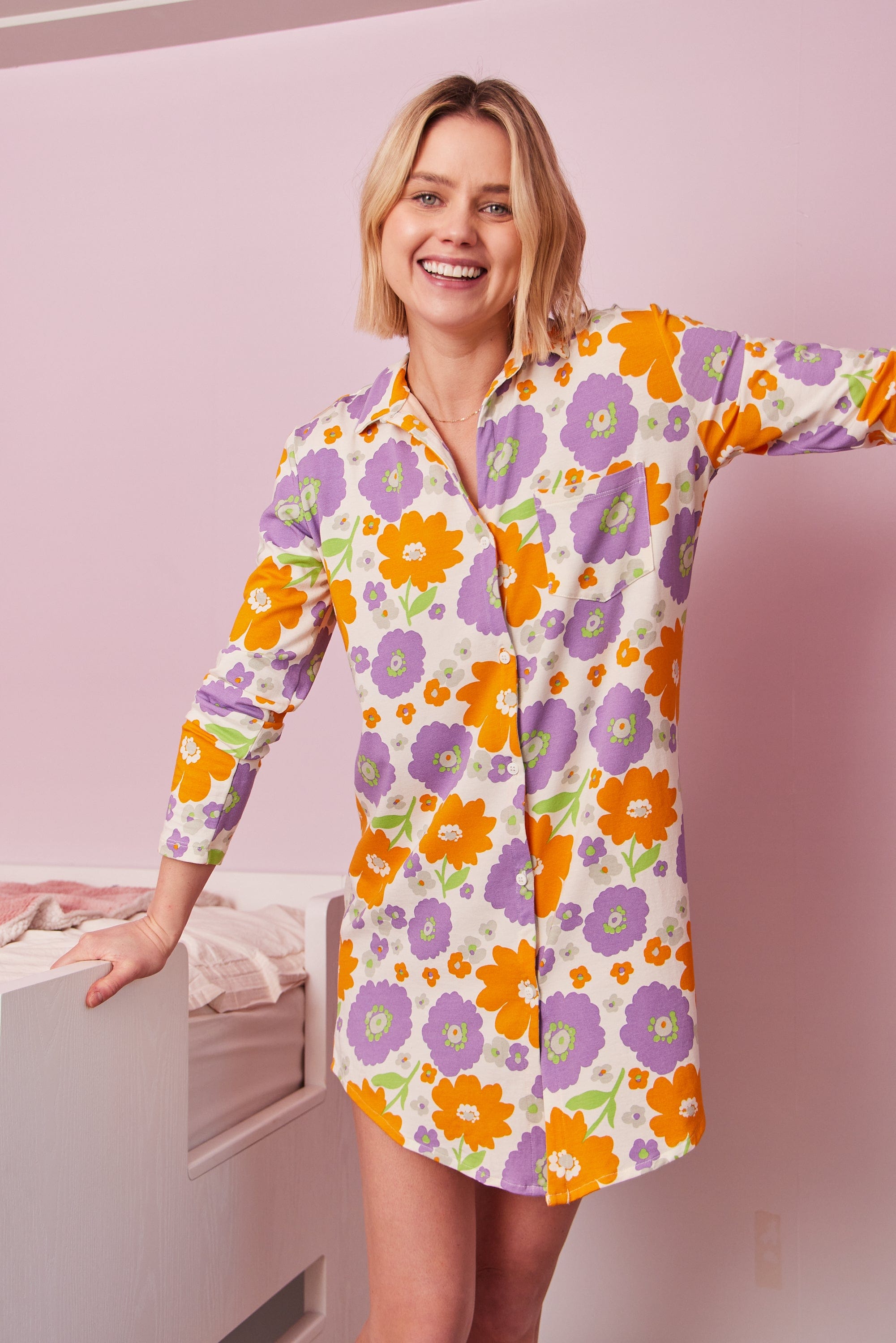 Popping Pansies Pima Knit Night Shirt