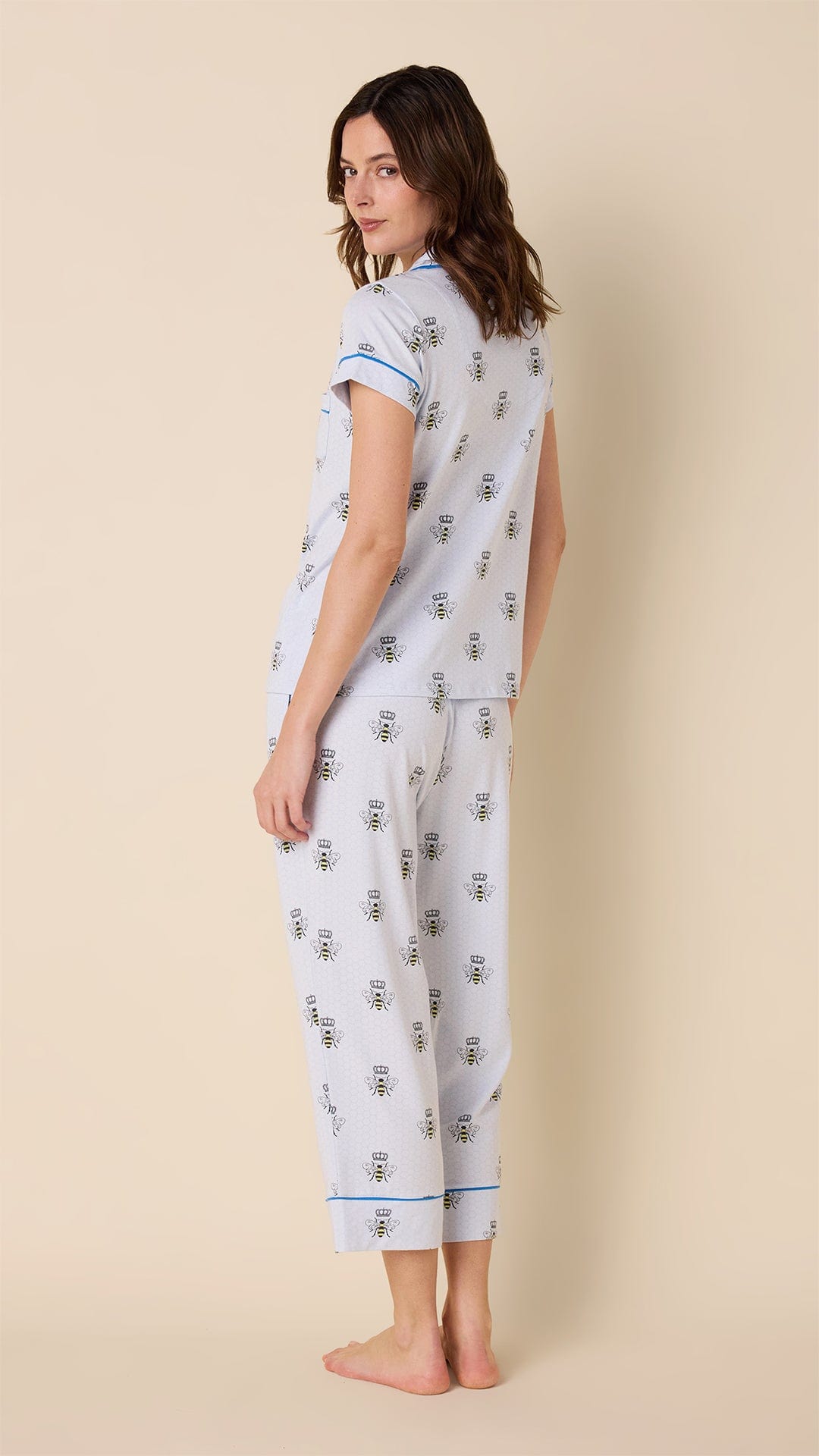 Queen Bee Blue Pima Knit Capri Set