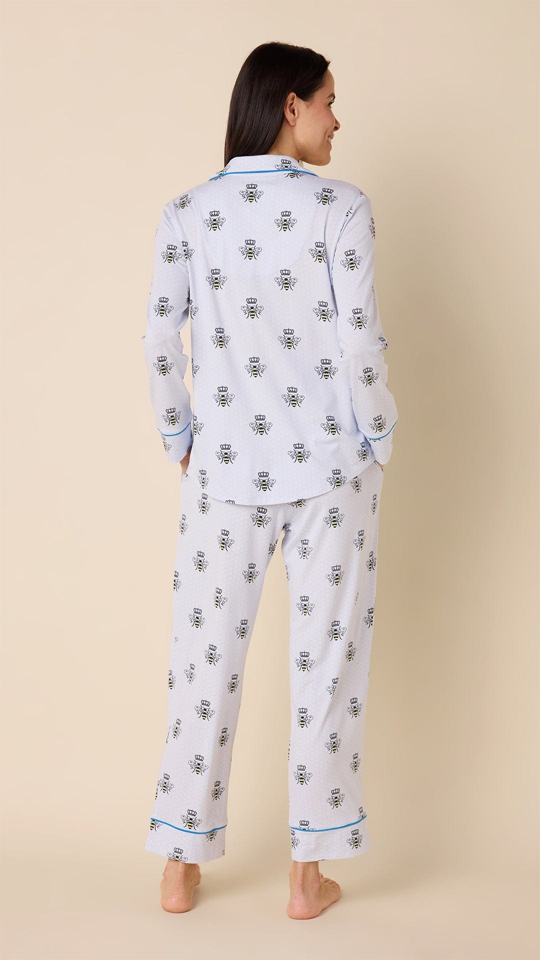 Queen Bee Blue Pima Knit Pajama