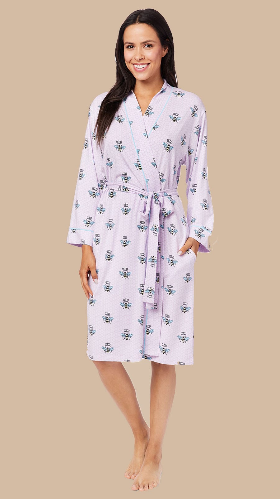 Queen Bee Pima Knit Robe - Pink