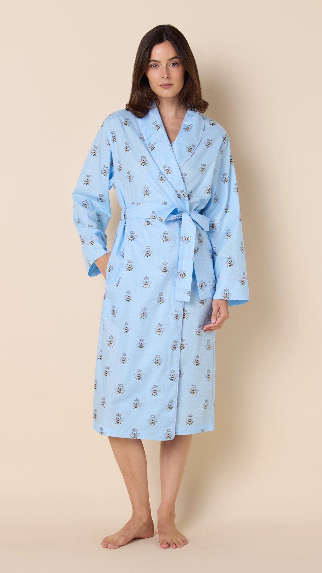 Queen Bee Luxe Pima Shawl Collar Robe -  Blue
