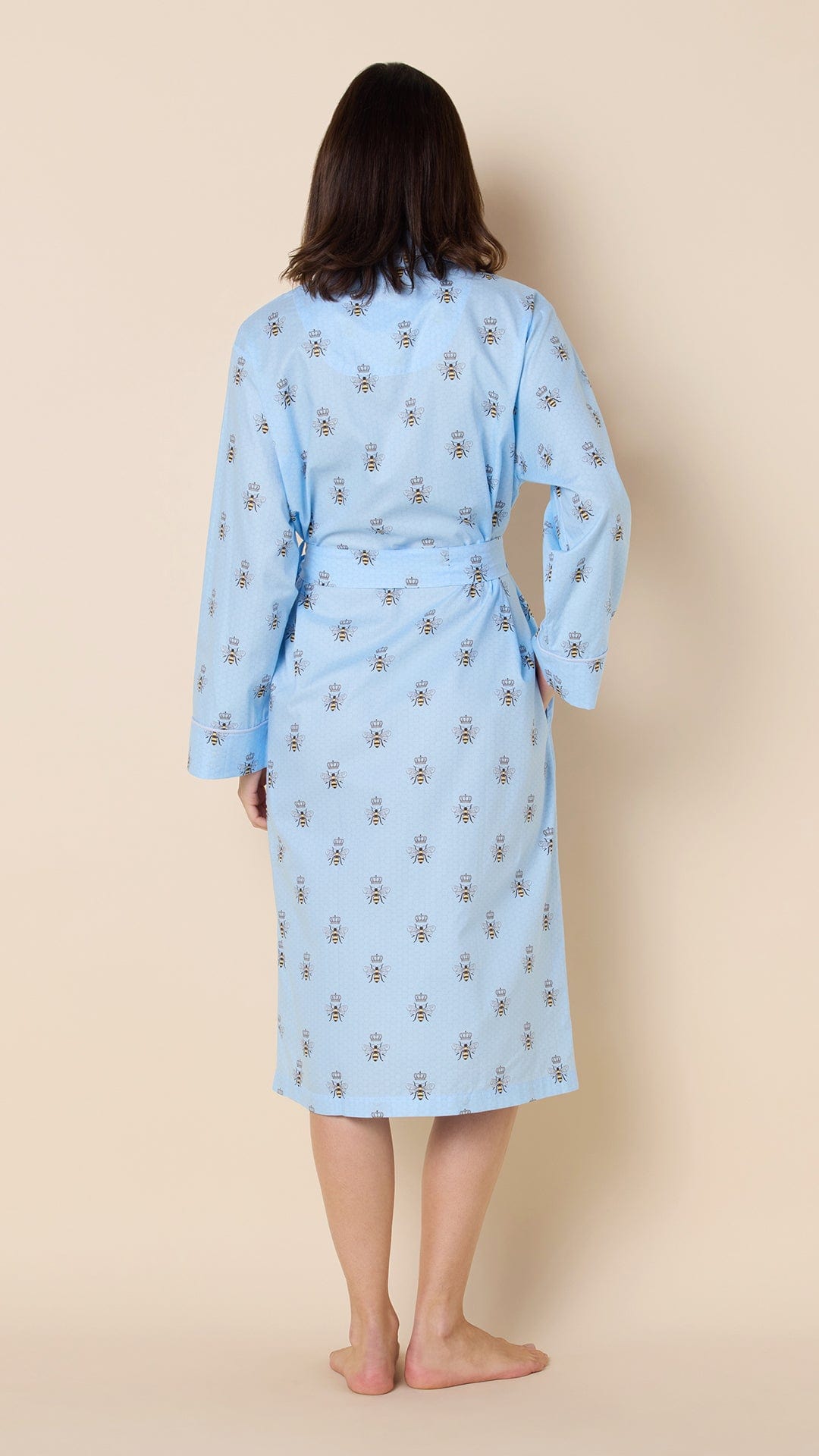 Queen Bee Luxe Pima Shawl Collar Robe -  Blue