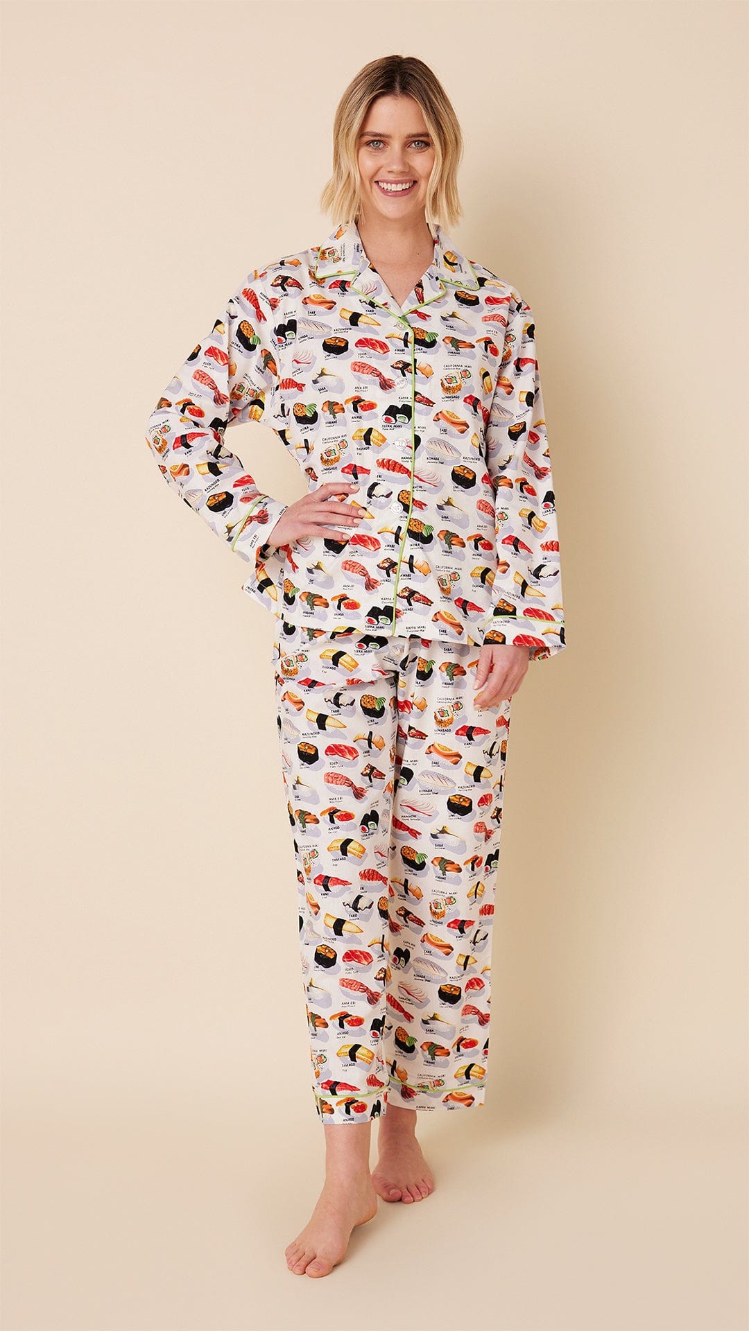 Sushi Poplin Pajama - White