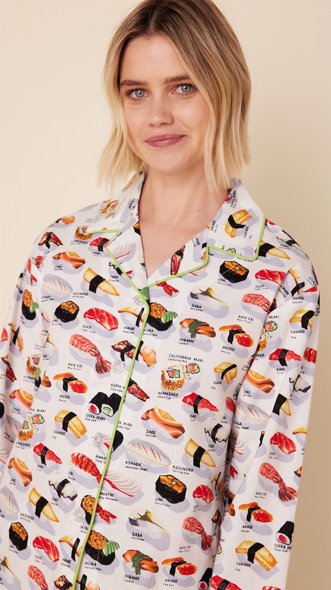 Sushi Poplin Pajama - White