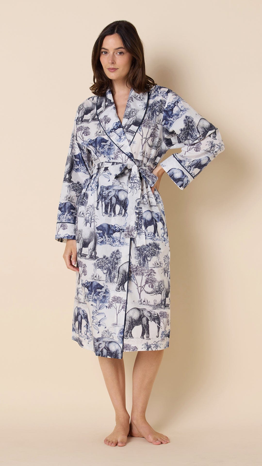 Safari Toile Luxe Pima Shawl Robe