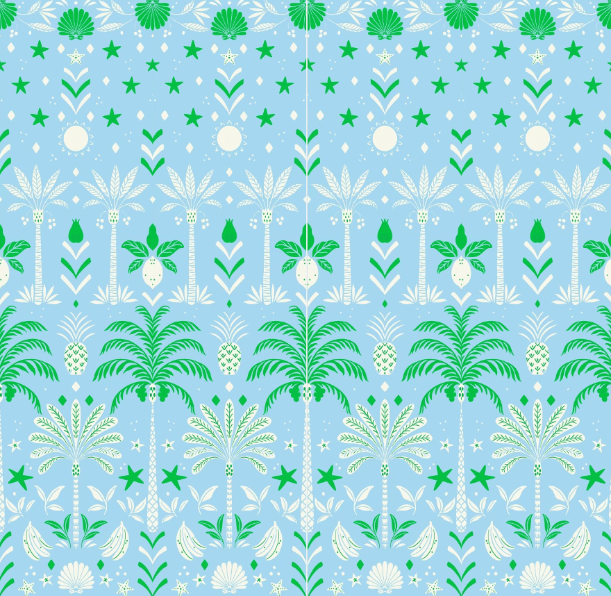 Tropicana Palm Pima Knit Short-Sleeved Simple Set