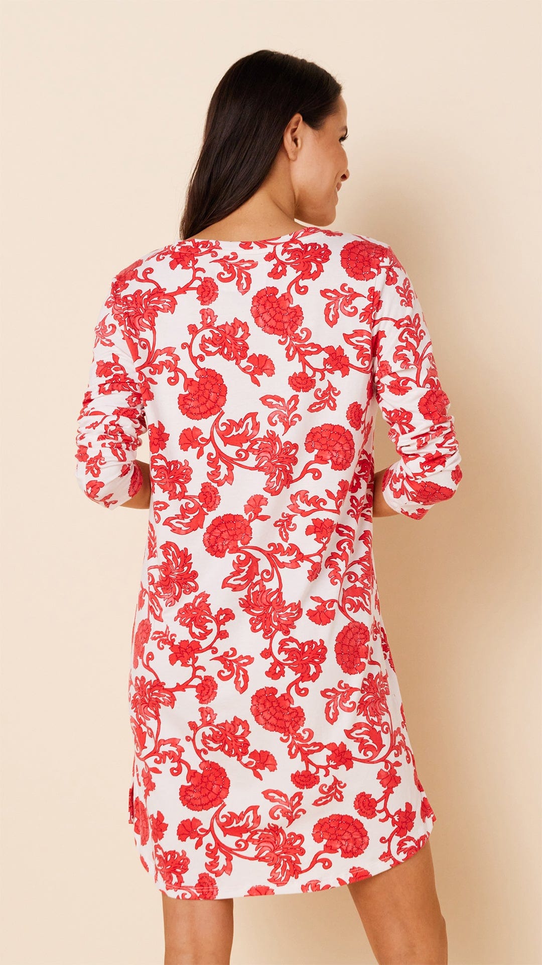 Chrysantheme Pima Knit Long-Sleeved Sleep Shirt