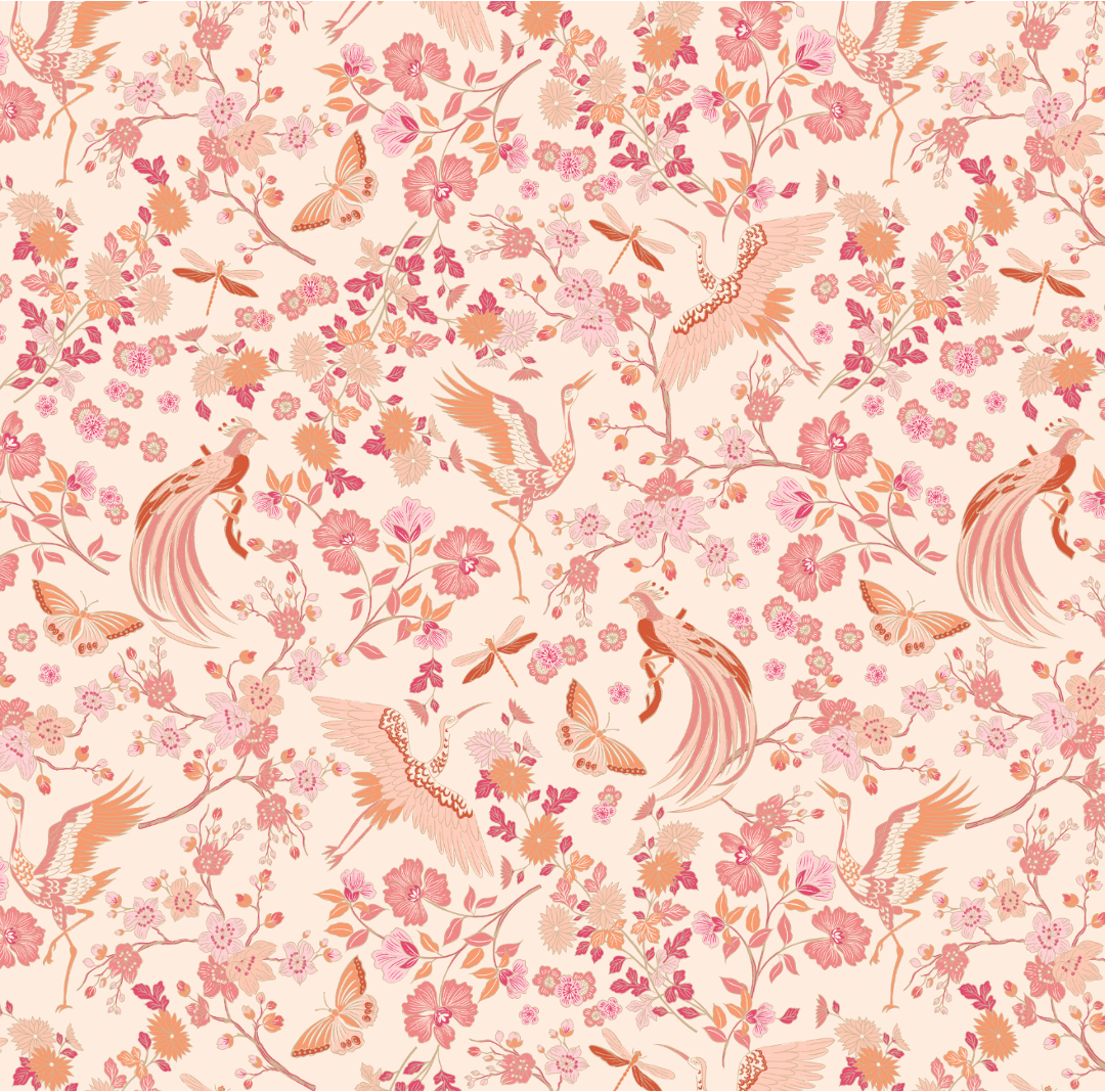 Coral Bird Voile Capri
