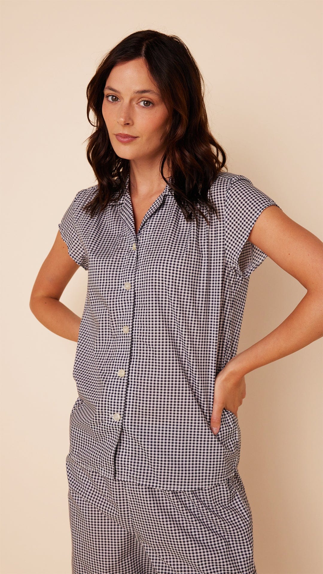 Classic Gingham Luxe Pima Capri - Navy