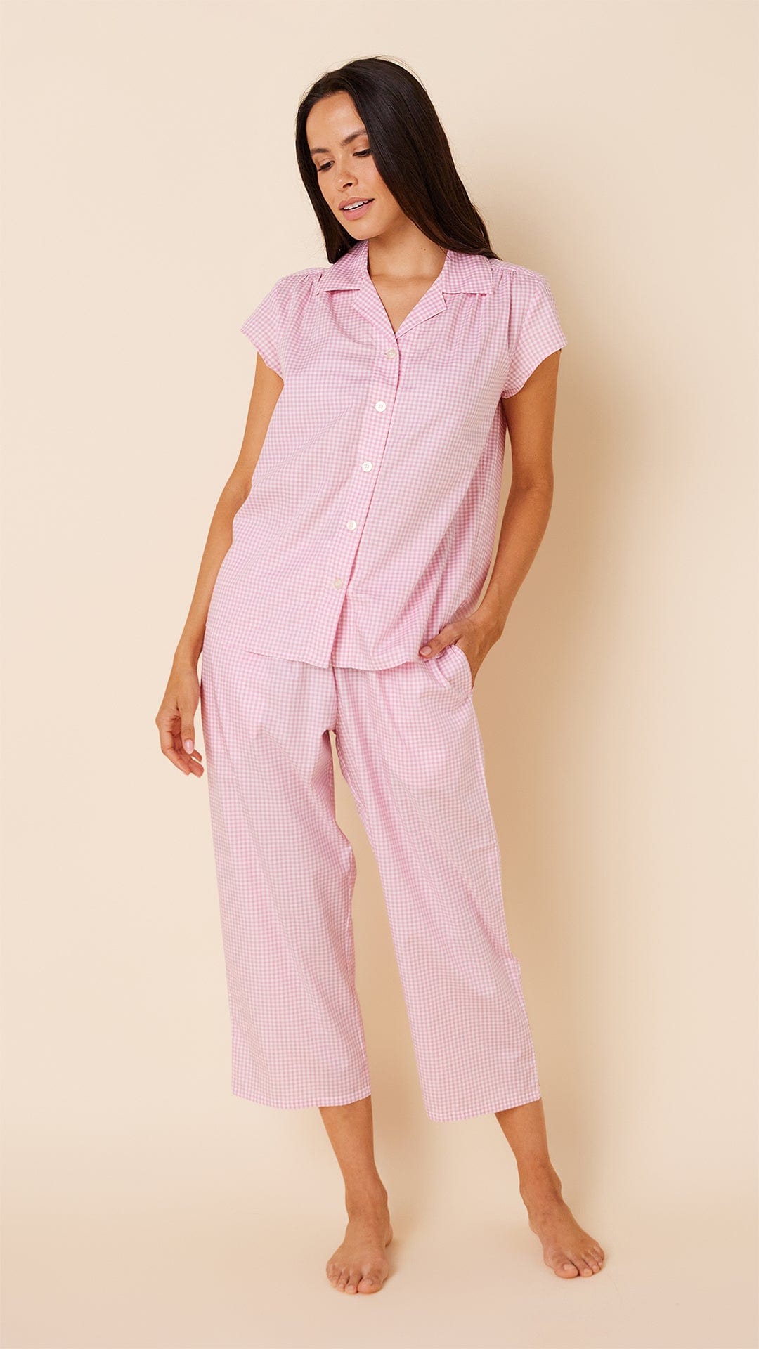 Classic Gingham Capri Luxe Pima - Pink